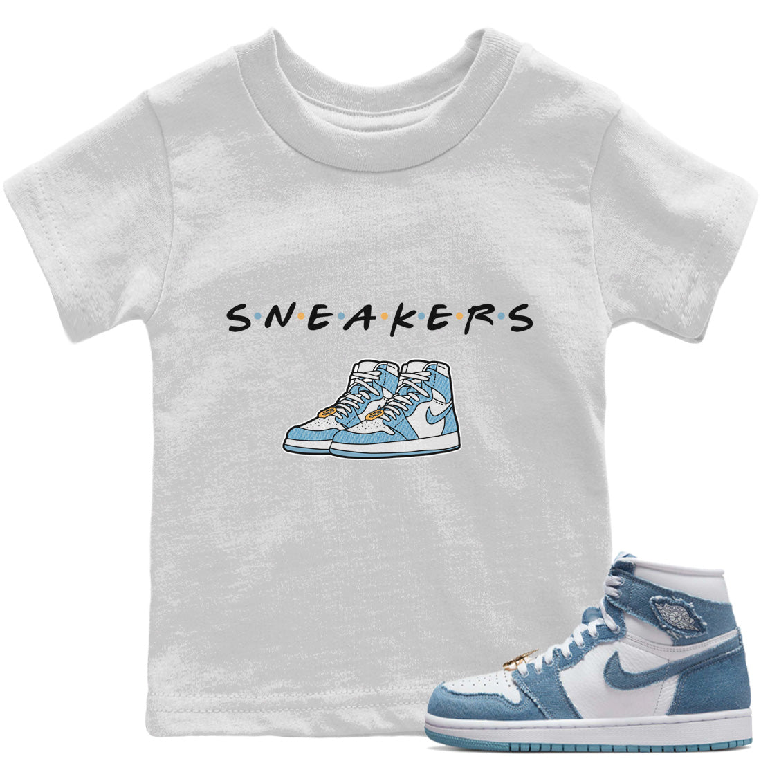 Jordan 1 Denim Sneaker Matching T-Shirt Sneakers Sneaker Tees Jordan 1 Denim Sneaker Release Tees Kids Shirts