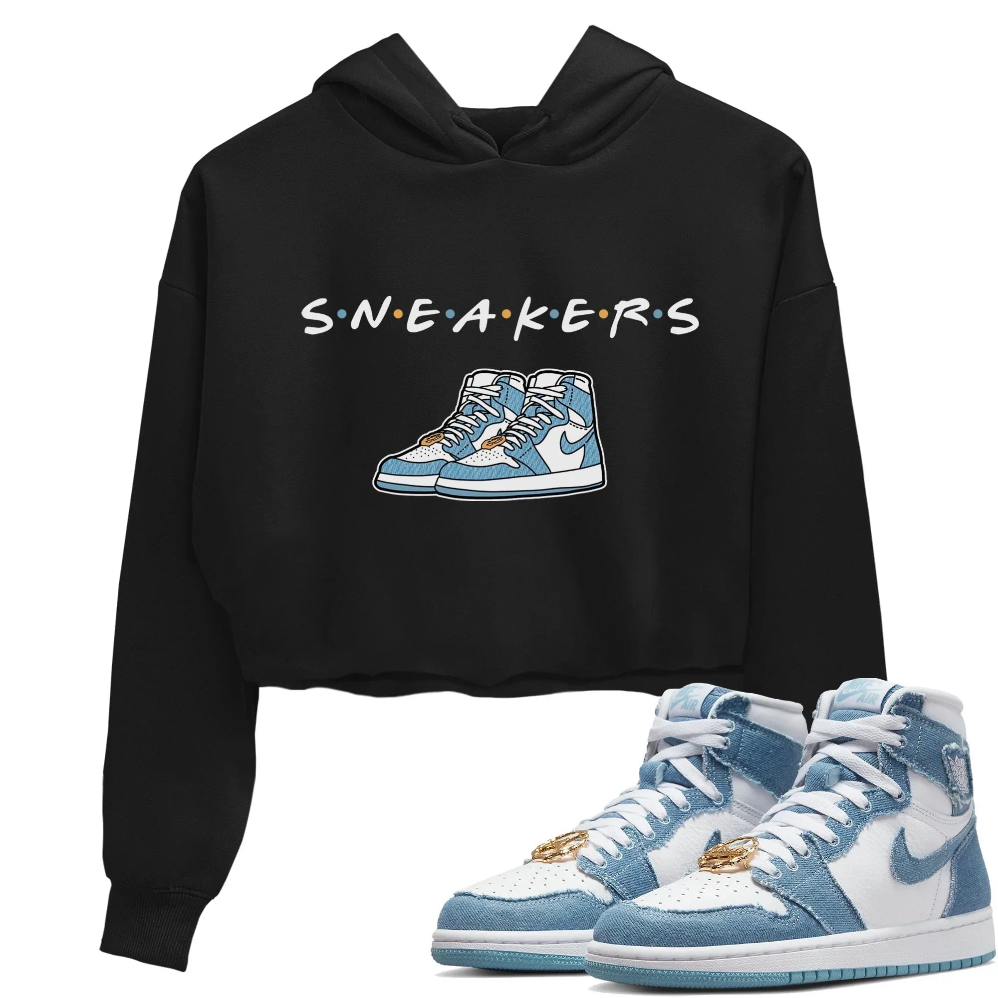 Jordan 1 Denim Sneaker Matching T-Shirt Sneakers Sneaker Tees Jordan 1 Denim Sneaker Release Tees Women's Shirts