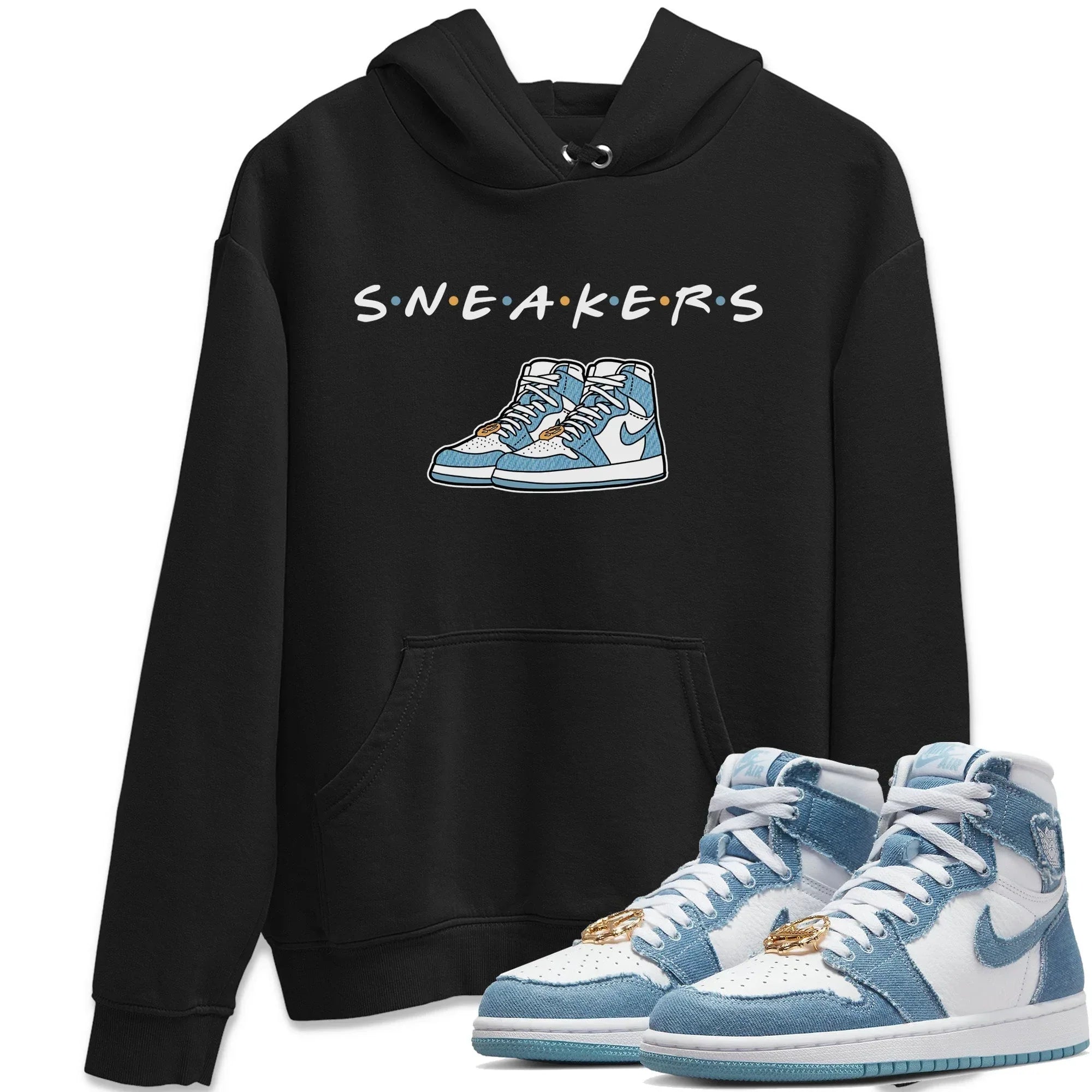 Jordan 1 Denim Sneaker Matching T-Shirt Sneakers Sneaker Tees Jordan 1 Denim Sneaker Release Tees Crew Neck Tees