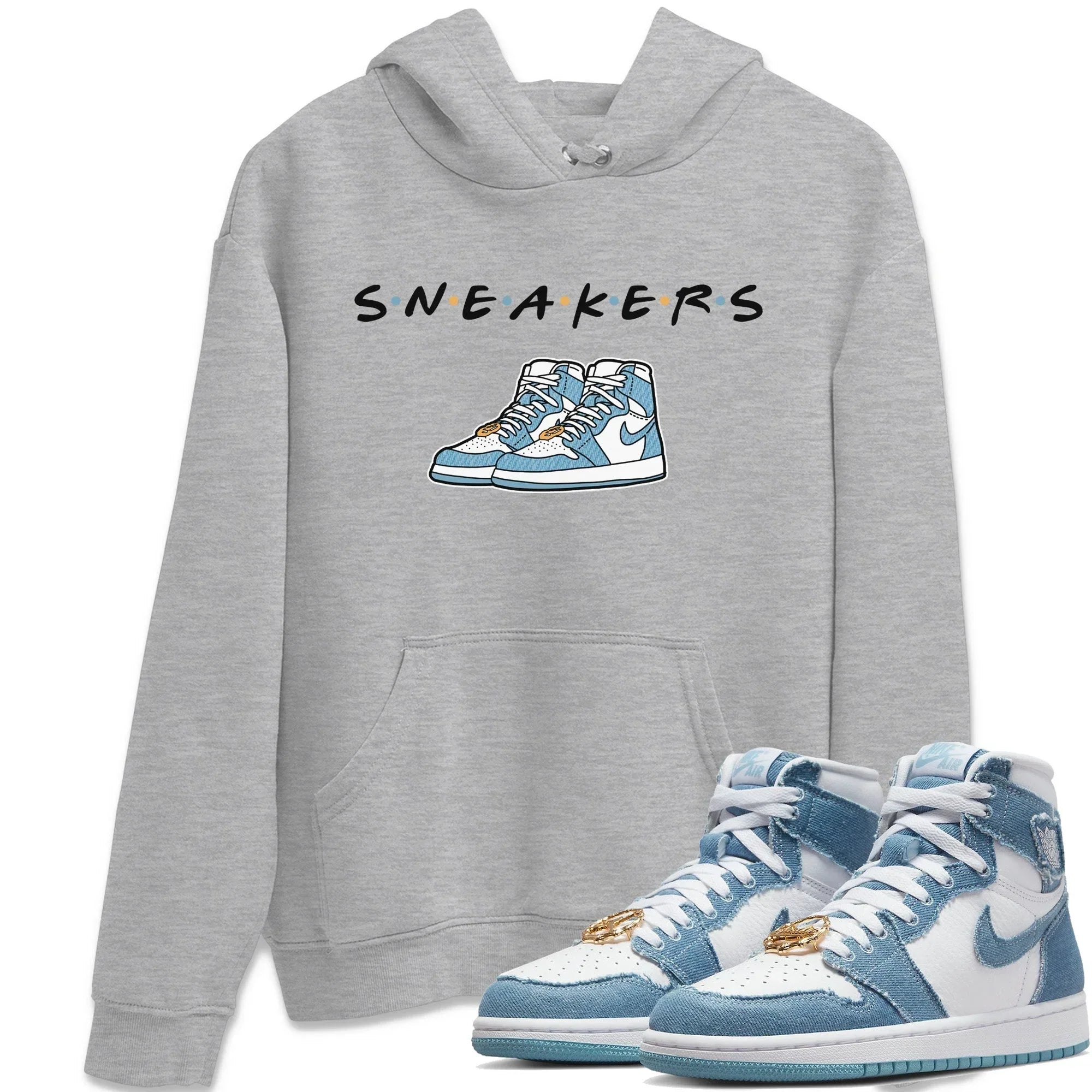 Jordan 1 Denim Sneaker Matching T-Shirt Sneakers Sneaker Tees Jordan 1 Denim Sneaker Release Tees Crew Neck Tees