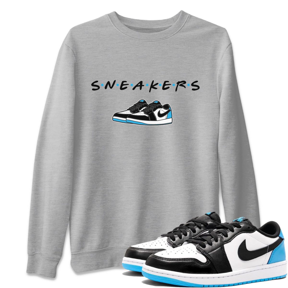 Jordan 1 Powder Blue Sneaker Matching T-Shirt Sneakers Sneaker Tees Jordan 1 Powder Blue Sneaker Release Tees Crew Neck Tees