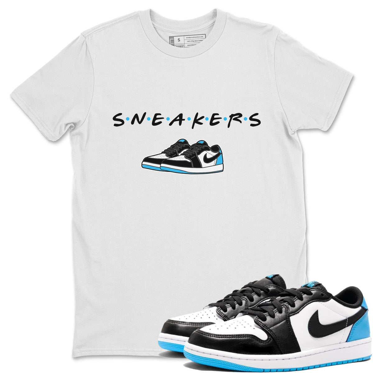 Jordan 1 Powder Blue Sneaker Matching T-Shirt Sneakers Sneaker Tees Jordan 1 Powder Blue Sneaker Release Tees Crew Neck Tees