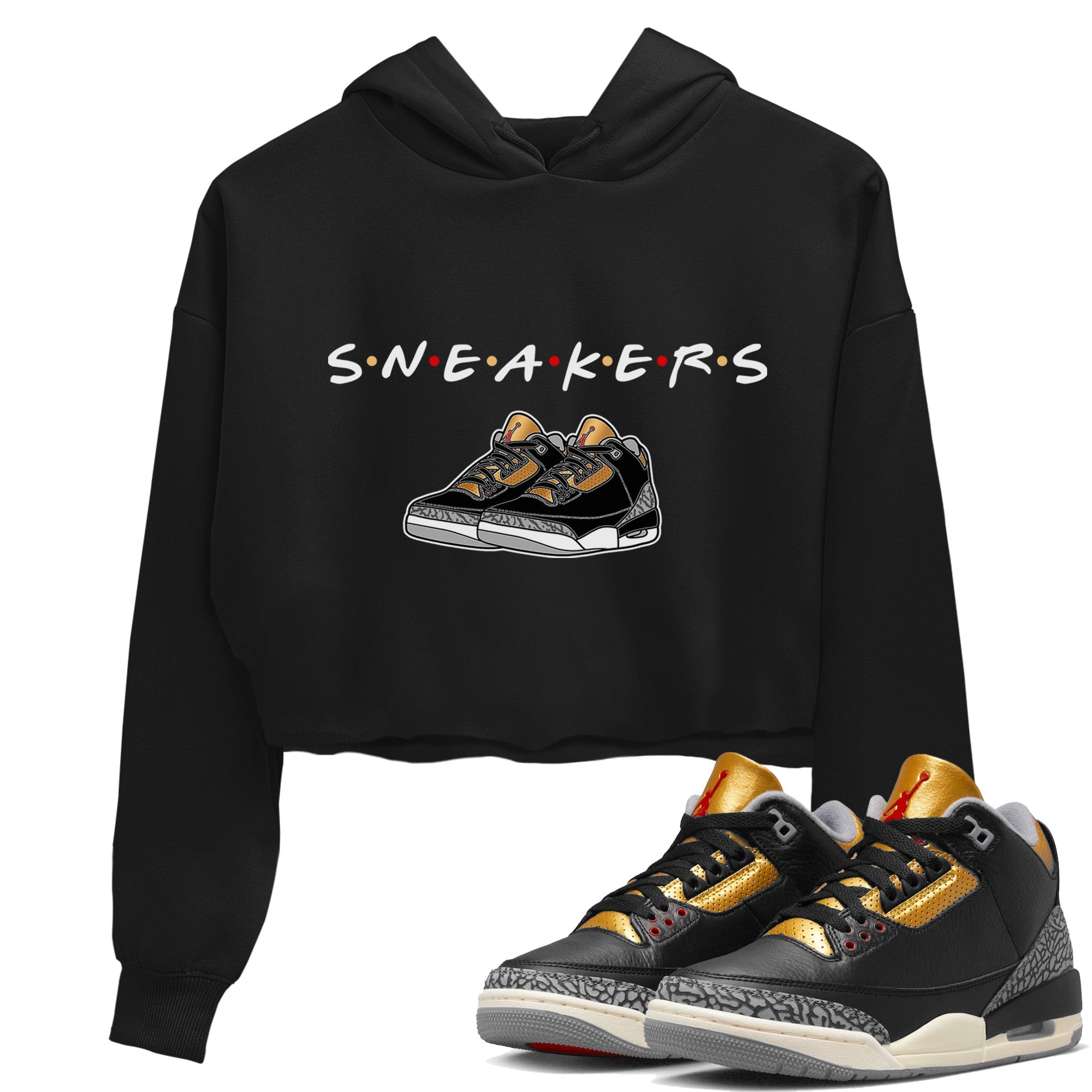 Jordan 3 Black Gold Sneaker Matching T-Shirt Sneakers Sneaker Tees Jordan 3 Black Gold Sneaker Release Tees Women's Shirts