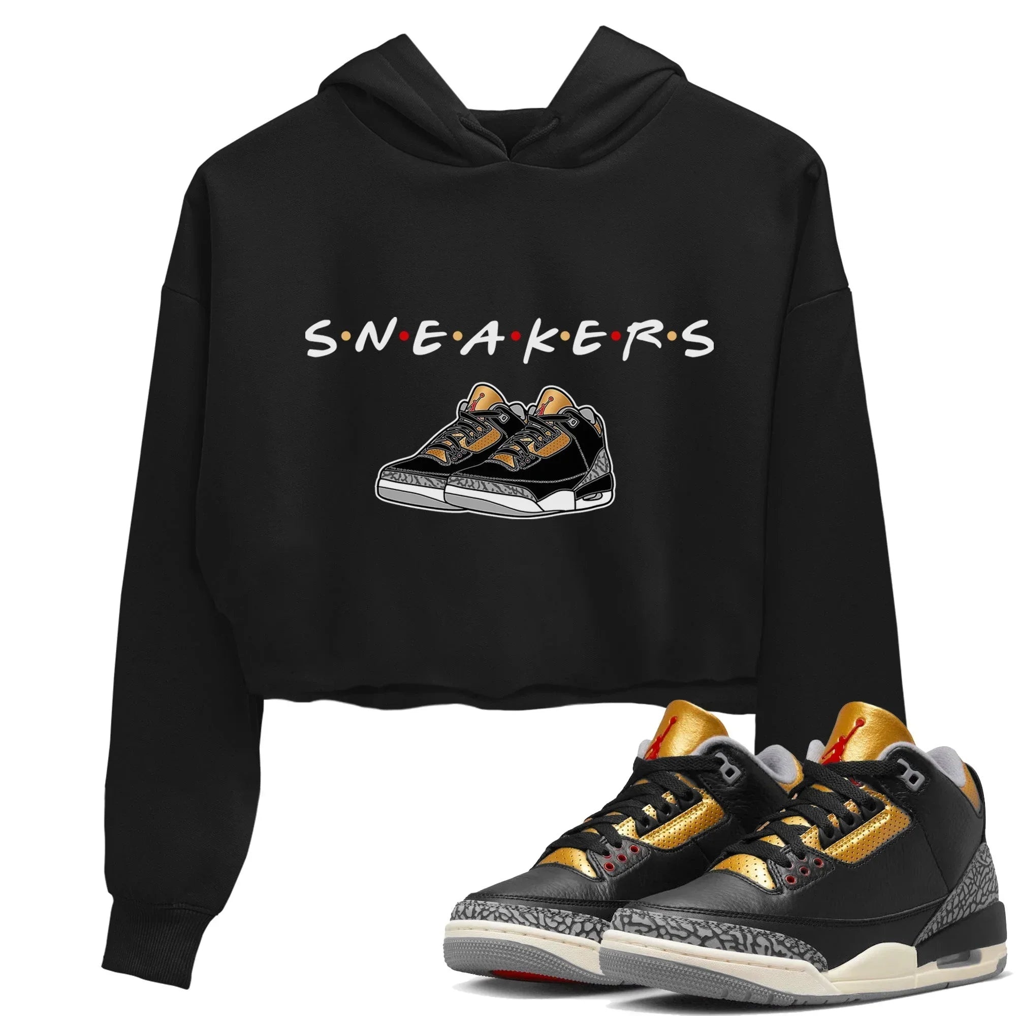 Jordan 3 Black Gold Sneaker Matching T-Shirt Sneakers Sneaker Tees Jordan 3 Black Gold Sneaker Release Tees Women's Shirts