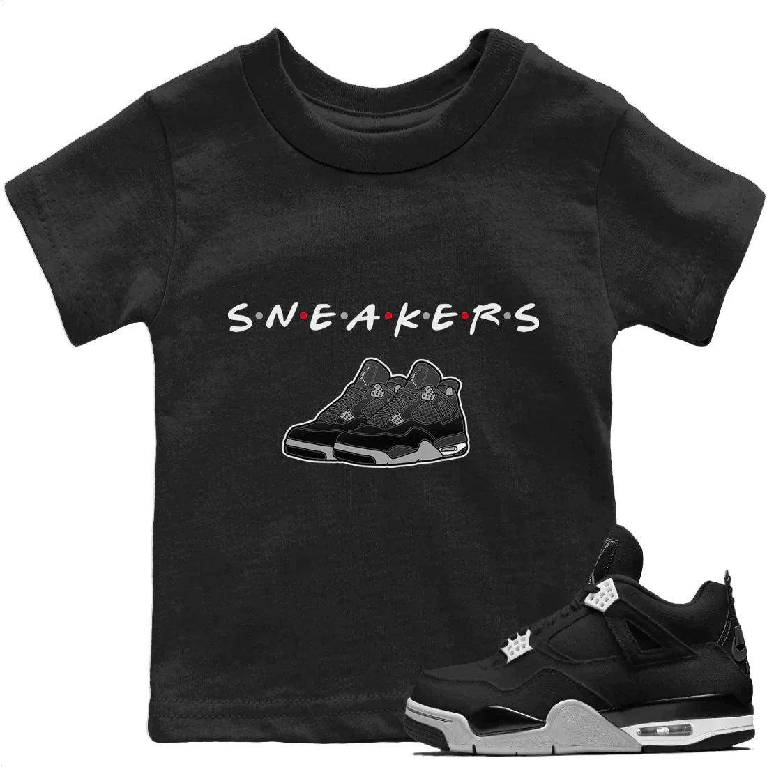 Jordan 4 Black Canvas Sneaker Matching T-Shirt Sneakers Sneaker Tees Jordan 4 Black Canvas Sneaker Release Tees Kids Shirts
