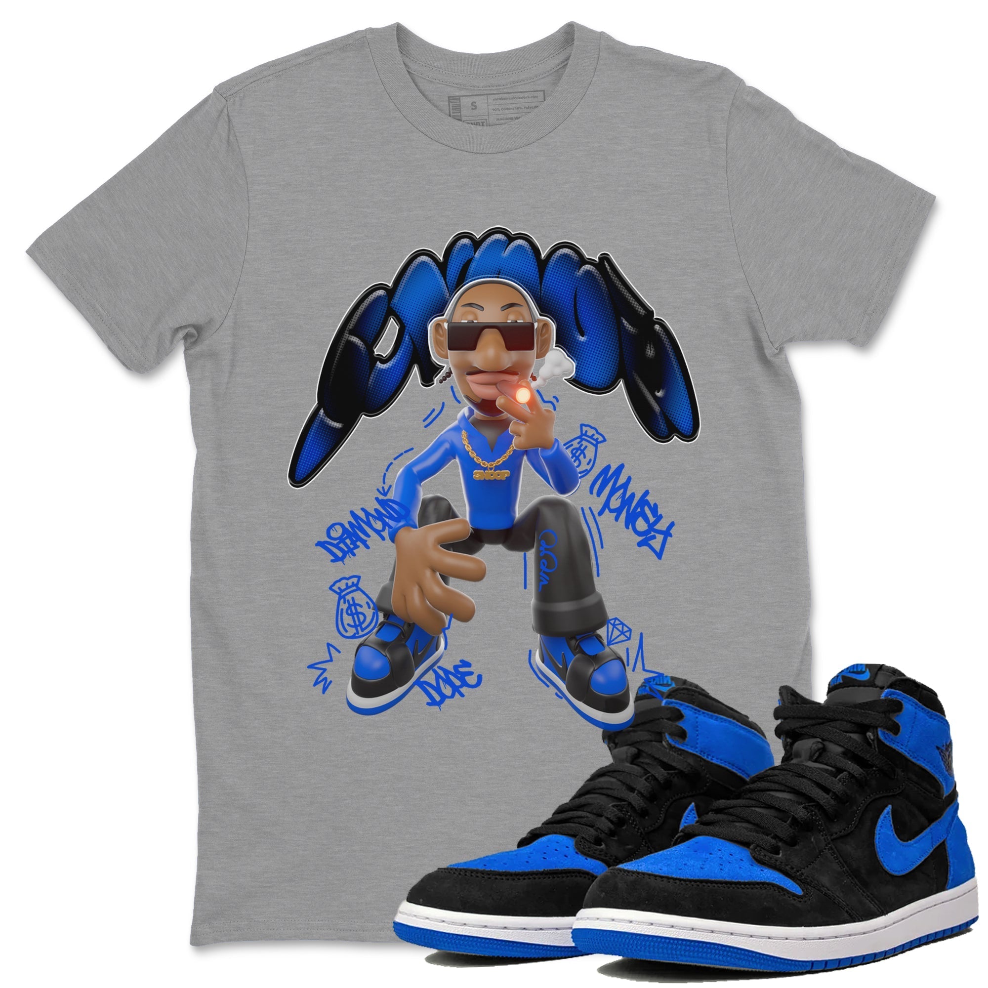 Air Jordan 1 Royal Reimagined shirt to match jordans Snoop sneaker tees AJ1 OG HIGH Royal Reimagined Drip Gear Zone Unisex Sneaker Tees and Sneaker Match T-Shirt Heather Grey 1 T-Shirt