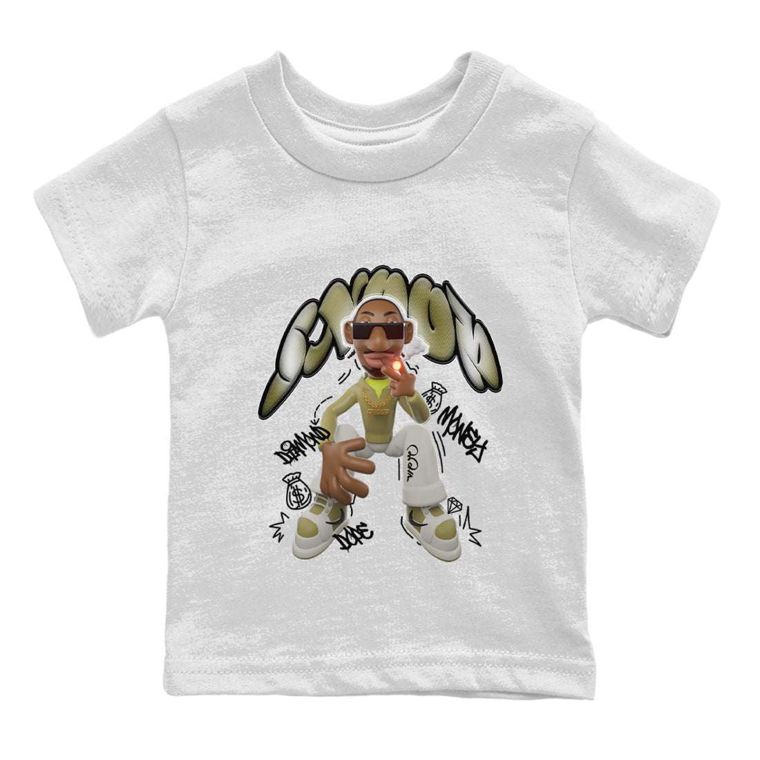 Air Jordan 1 Travis Scott Golf Olive shirt to match jordans Snoop Streetwear Sneaker Shirt AJ1Travis Scott Golf Olive Drip Gear Zone Sneaker Matching Clothing Baby Toddler White 2 T-Shirt 