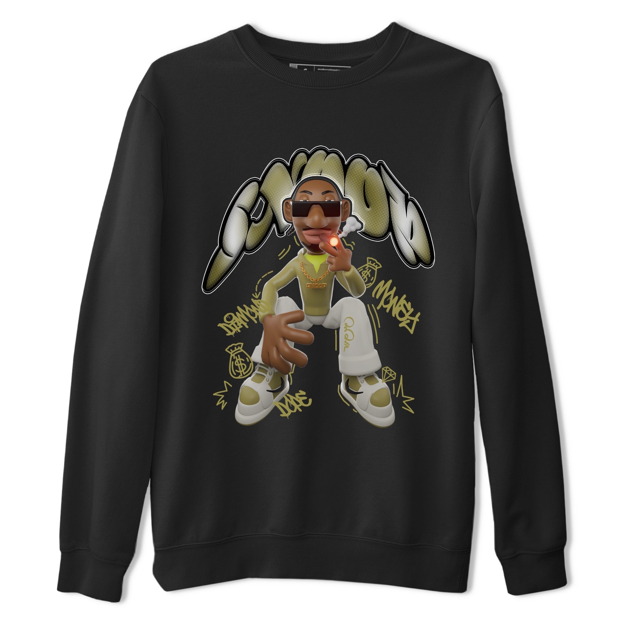 Air Jordan 1 Travis Scott Golf Olive shirt to match jordans Snoop Streetwear Sneaker Shirt AJ1Travis Scott Golf Olive Drip Gear Zone Sneaker Matching Clothing Unisex Black 2 T-Shirt 