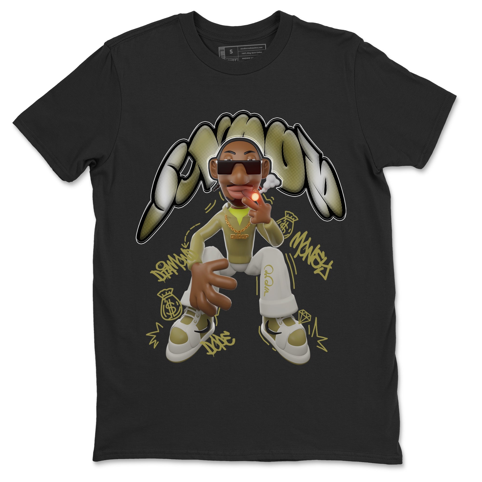 Air Jordan 1 Travis Scott Golf Olive shirt to match jordans Snoop Streetwear Sneaker Shirt AJ1Travis Scott Golf Olive Drip Gear Zone Sneaker Matching Clothing Unisex Black 2 T-Shirt 
