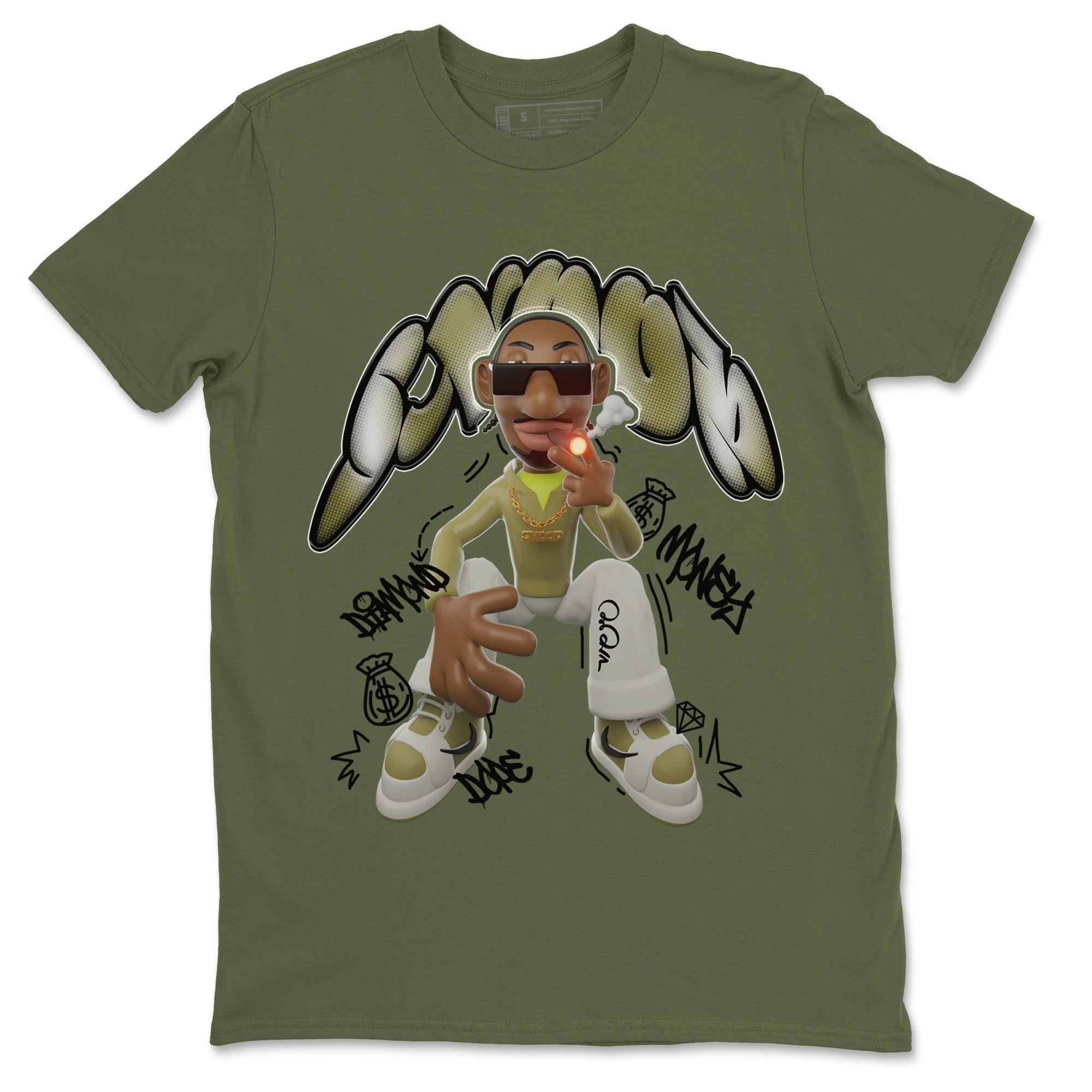 Air Jordan 1 Travis Scott Golf Olive shirt to match jordans Snoop Streetwear Sneaker Shirt AJ1Travis Scott Golf Olive Drip Gear Zone Sneaker Matching Clothing Unisex Military Green 2 T-Shirt 