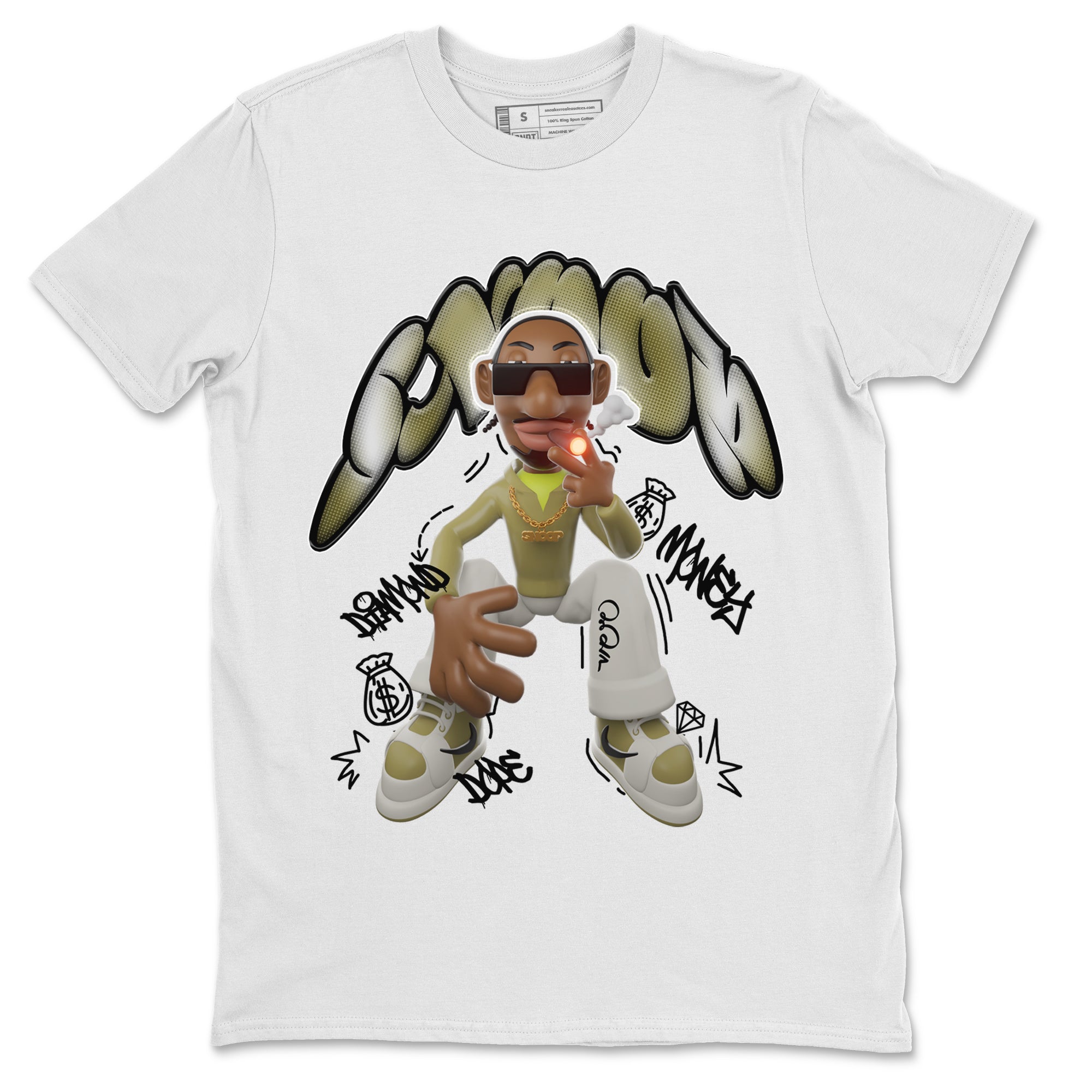 Air Jordan 1 Travis Scott Golf Olive shirt to match jordans Snoop Streetwear Sneaker Shirt AJ1Travis Scott Golf Olive Drip Gear Zone Sneaker Matching Clothing Unisex White 2 T-Shirt 