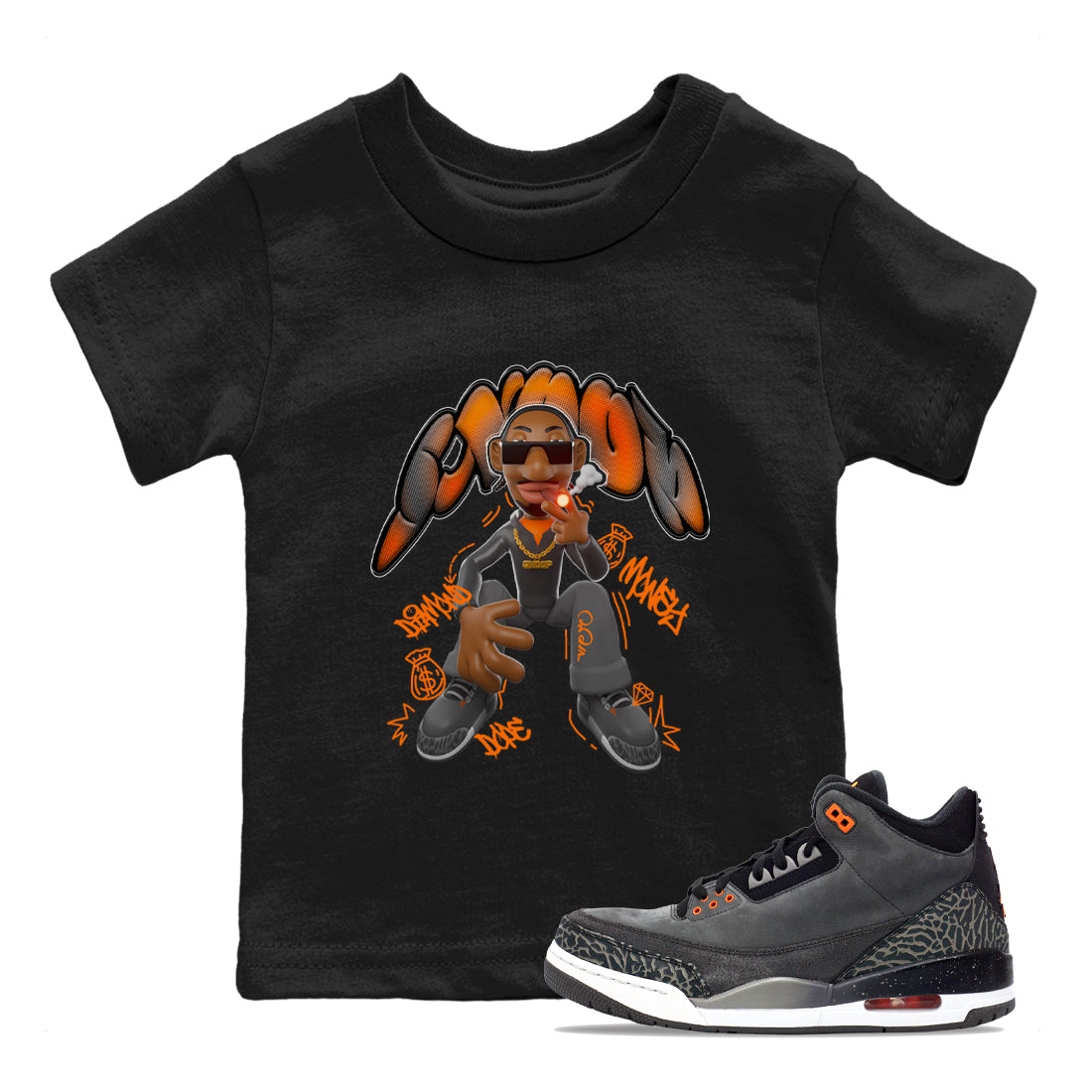 Air Jordan 3 Fear shirt to match jordans Snoop sneaker tees AJ3 Fear Drip Gear Zone Baby Toddler Black 1 T-Shirt