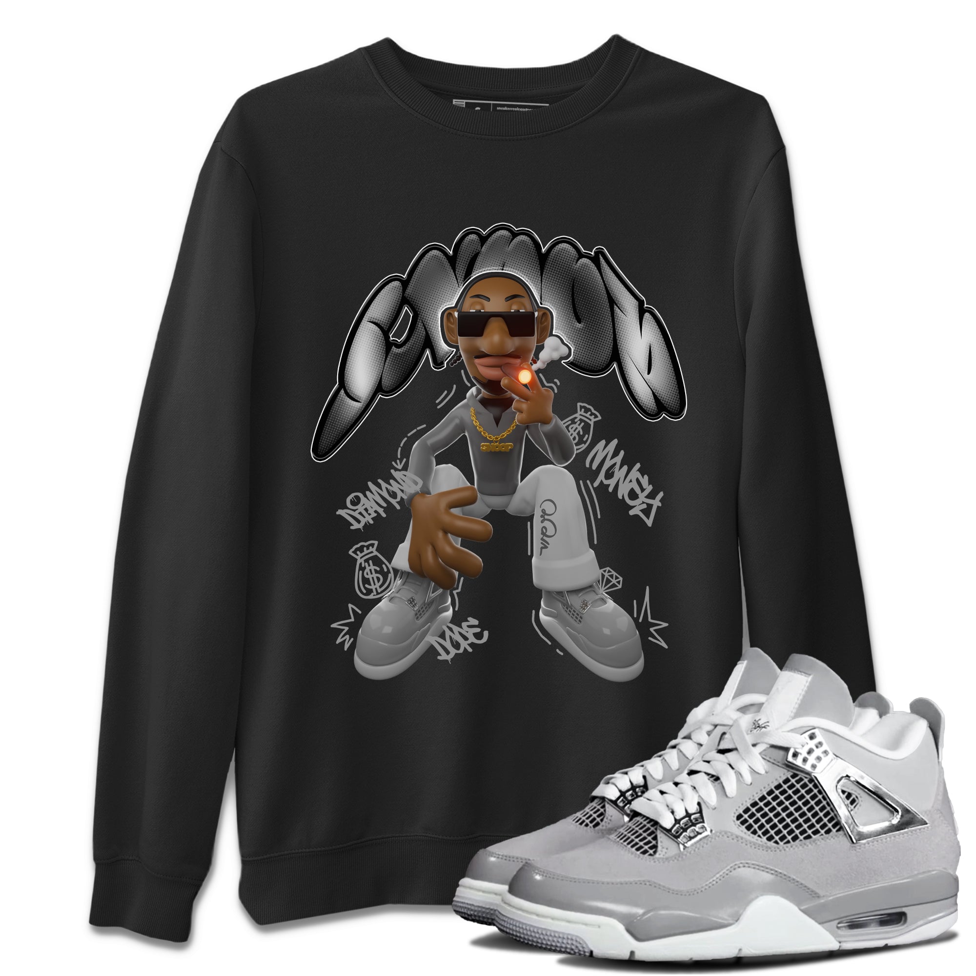 Air Jordan 4 Frozen Moments shirt to match jordans Snoop Streetwear Sneaker Shirt AJ4 Frozen Moments Drip Gear Zone Sneaker Matching Clothing Unisex Black 1 T-Shirt