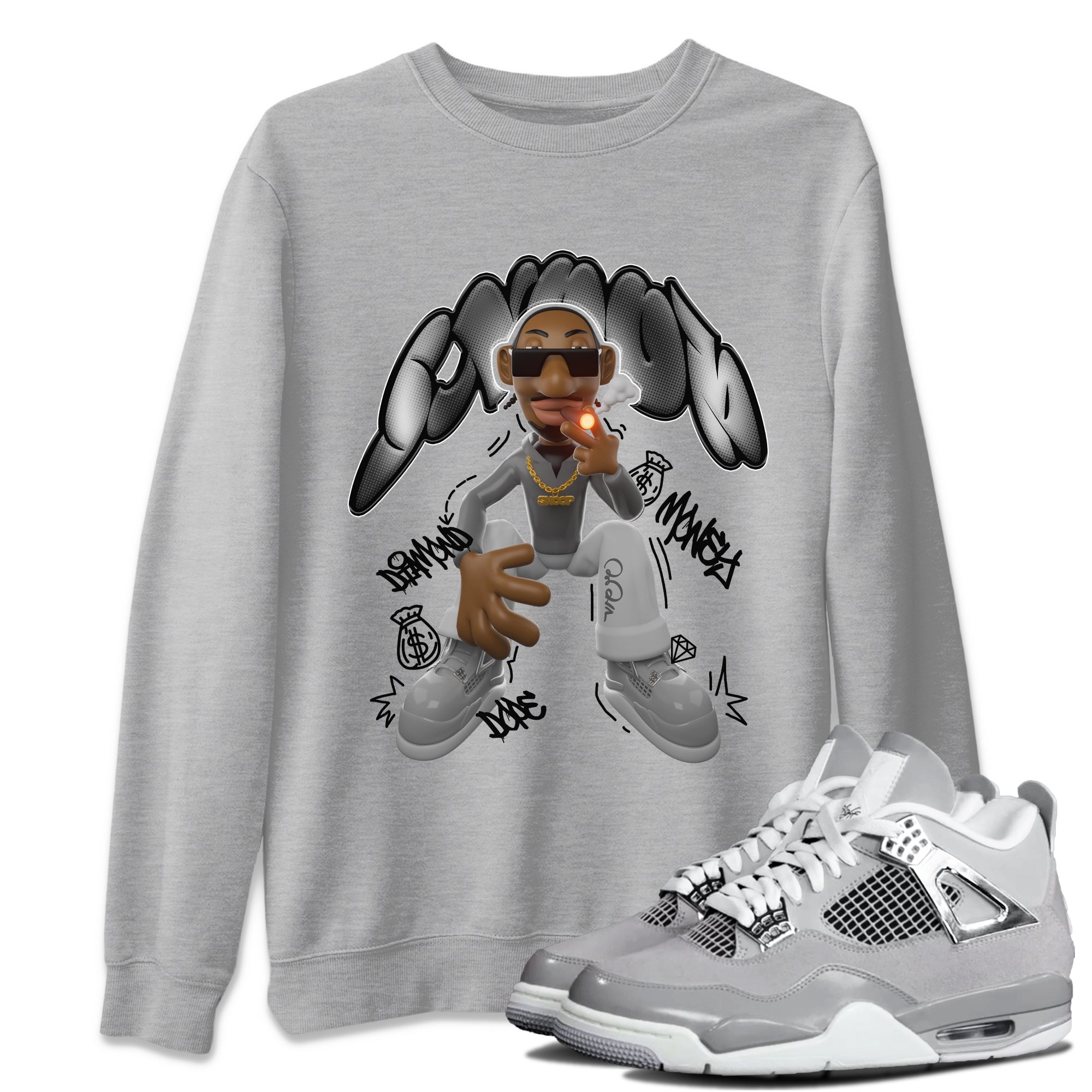 Air Jordan 4 Frozen Moments shirt to match jordans Snoop Streetwear Sneaker Shirt AJ4 Frozen Moments Drip Gear Zone Sneaker Matching Clothing Unisex Heather Grey 1 T-Shirt