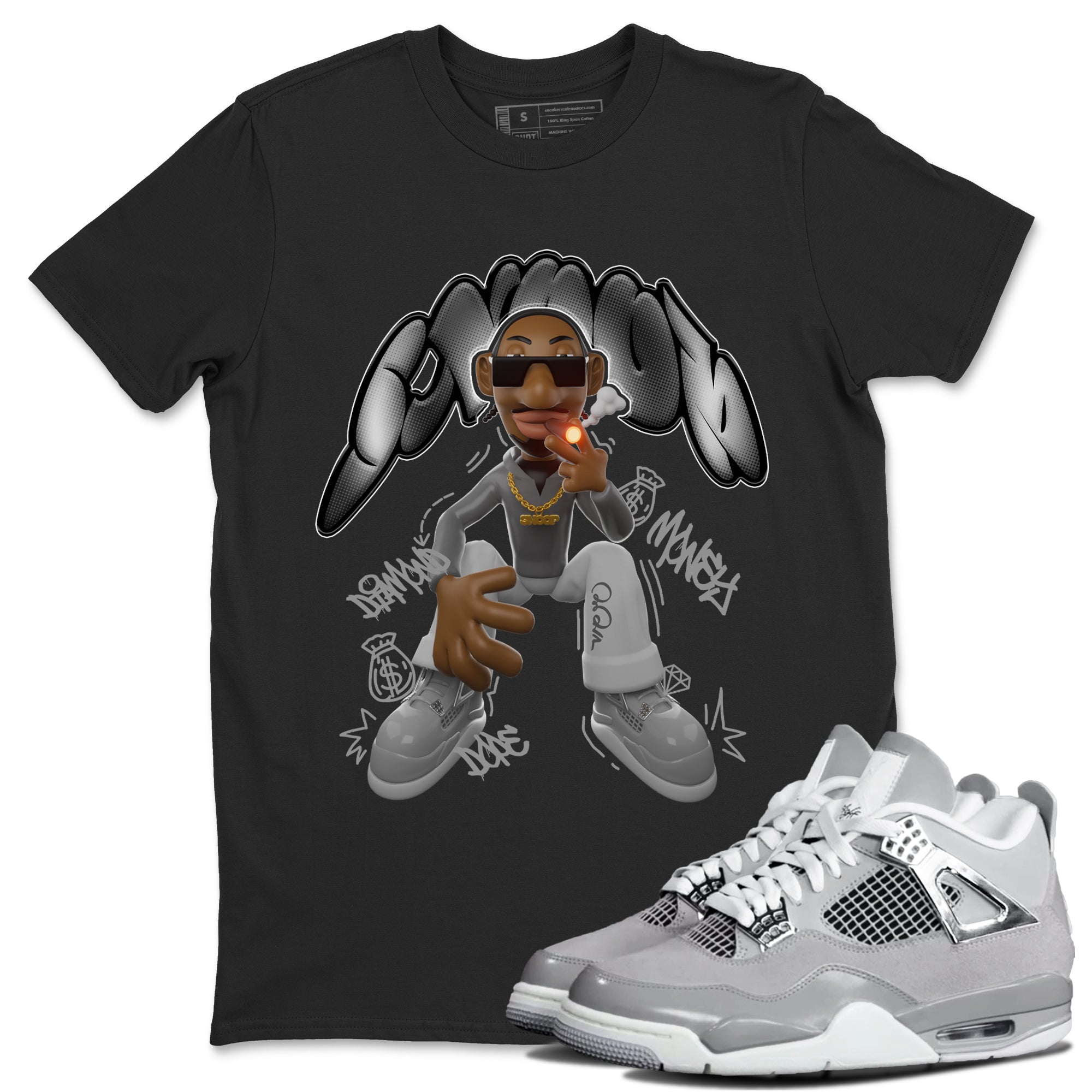 Air Jordan 4 Frozen Moments shirt to match jordans Snoop Streetwear Sneaker Shirt AJ4 Frozen Moments Drip Gear Zone Sneaker Matching Clothing Unisex Black 1 T-Shirt