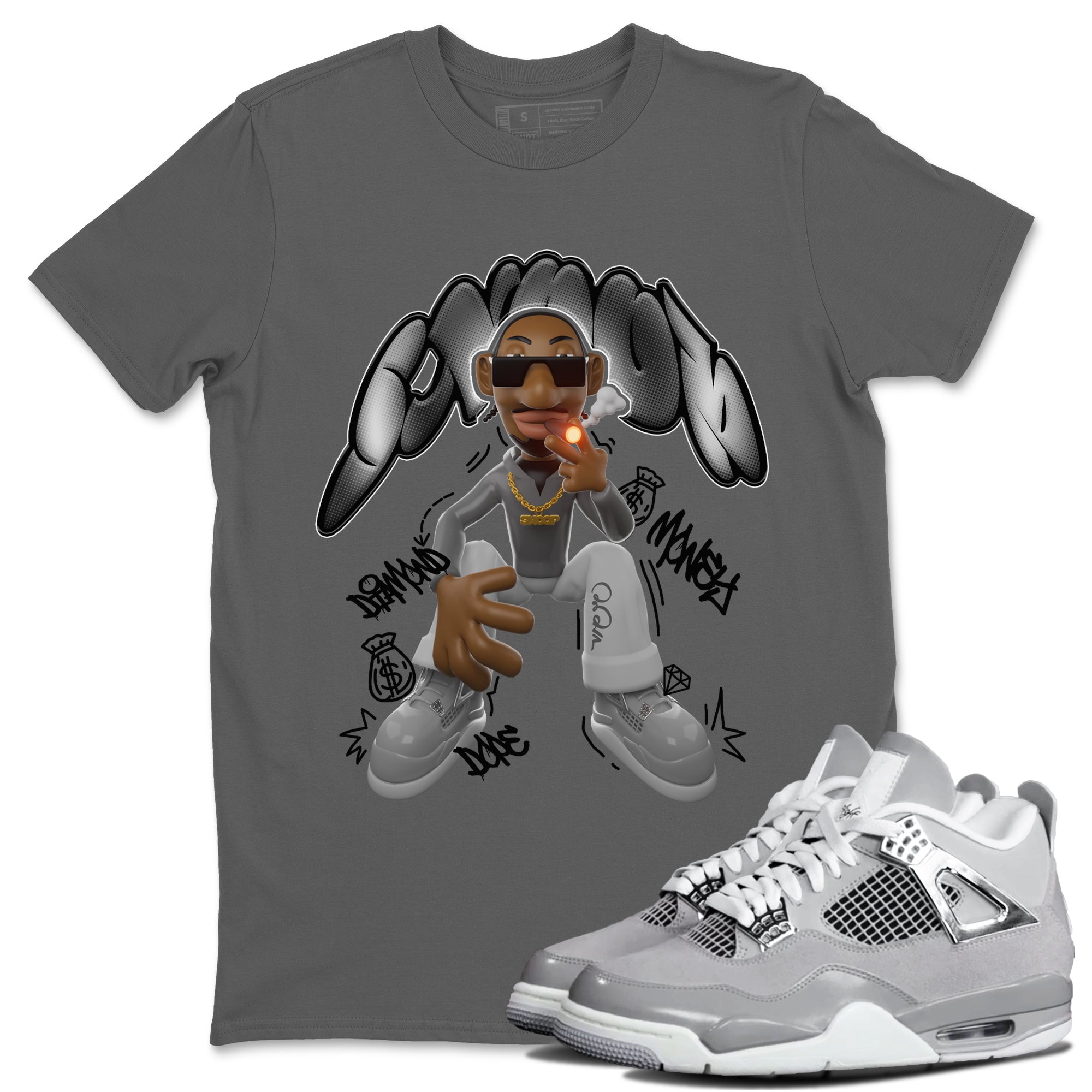 Air Jordan 4 Frozen Moments shirt to match jordans Snoop Streetwear Sneaker Shirt AJ4 Frozen Moments Drip Gear Zone Sneaker Matching Clothing Unisex Cool Grey 1 T-Shirt