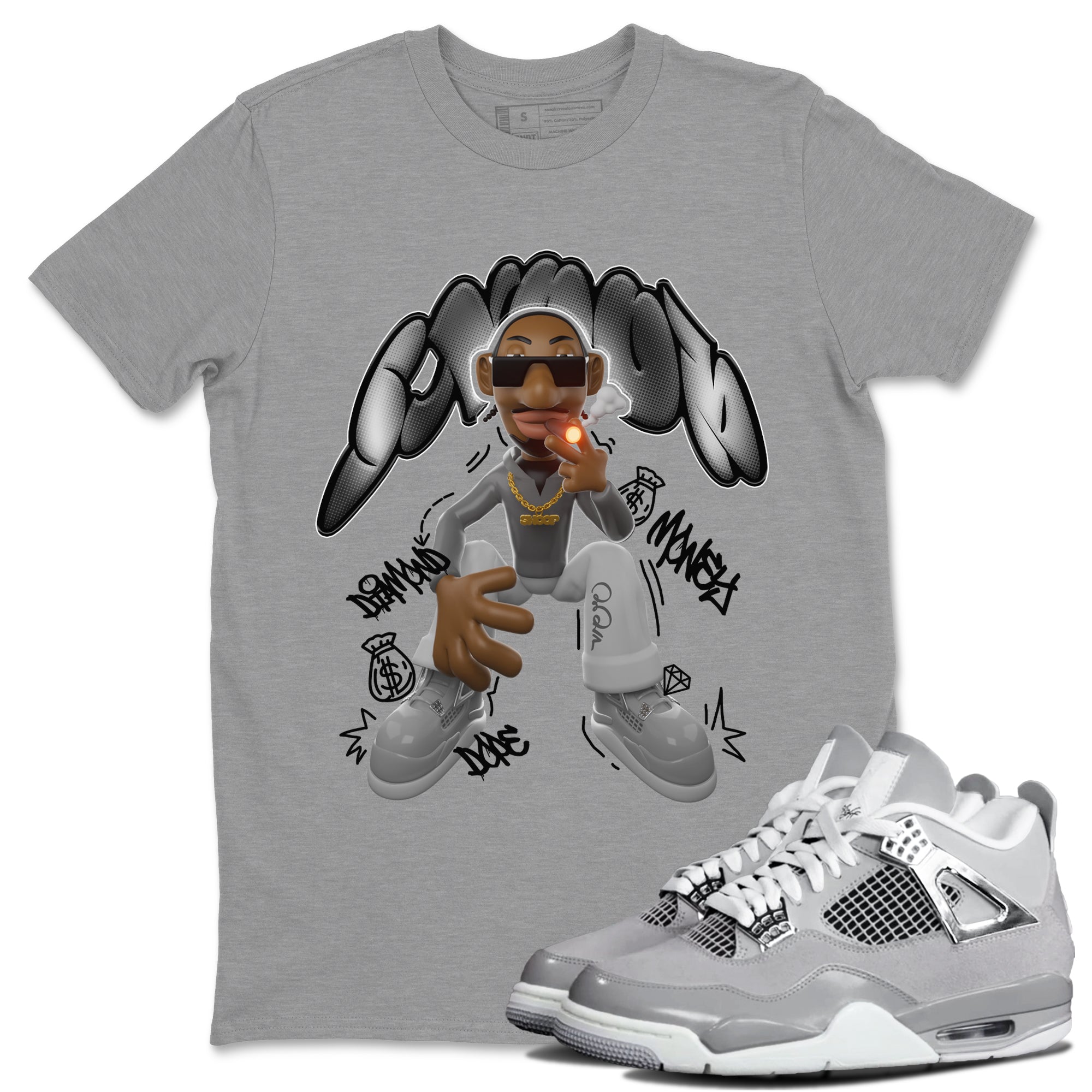 Air Jordan 4 Frozen Moments shirt to match jordans Snoop Streetwear Sneaker Shirt AJ4 Frozen Moments Drip Gear Zone Sneaker Matching Clothing Unisex Heather Grey 1 T-Shirt