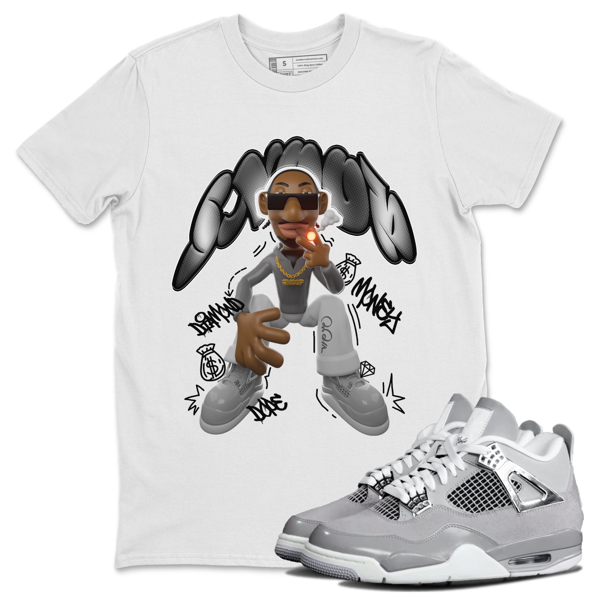 Air Jordan 4 Frozen Moments shirt to match jordans Snoop Streetwear Sneaker Shirt AJ4 Frozen Moments Drip Gear Zone Sneaker Matching Clothing Unisex White 1 T-Shirt
