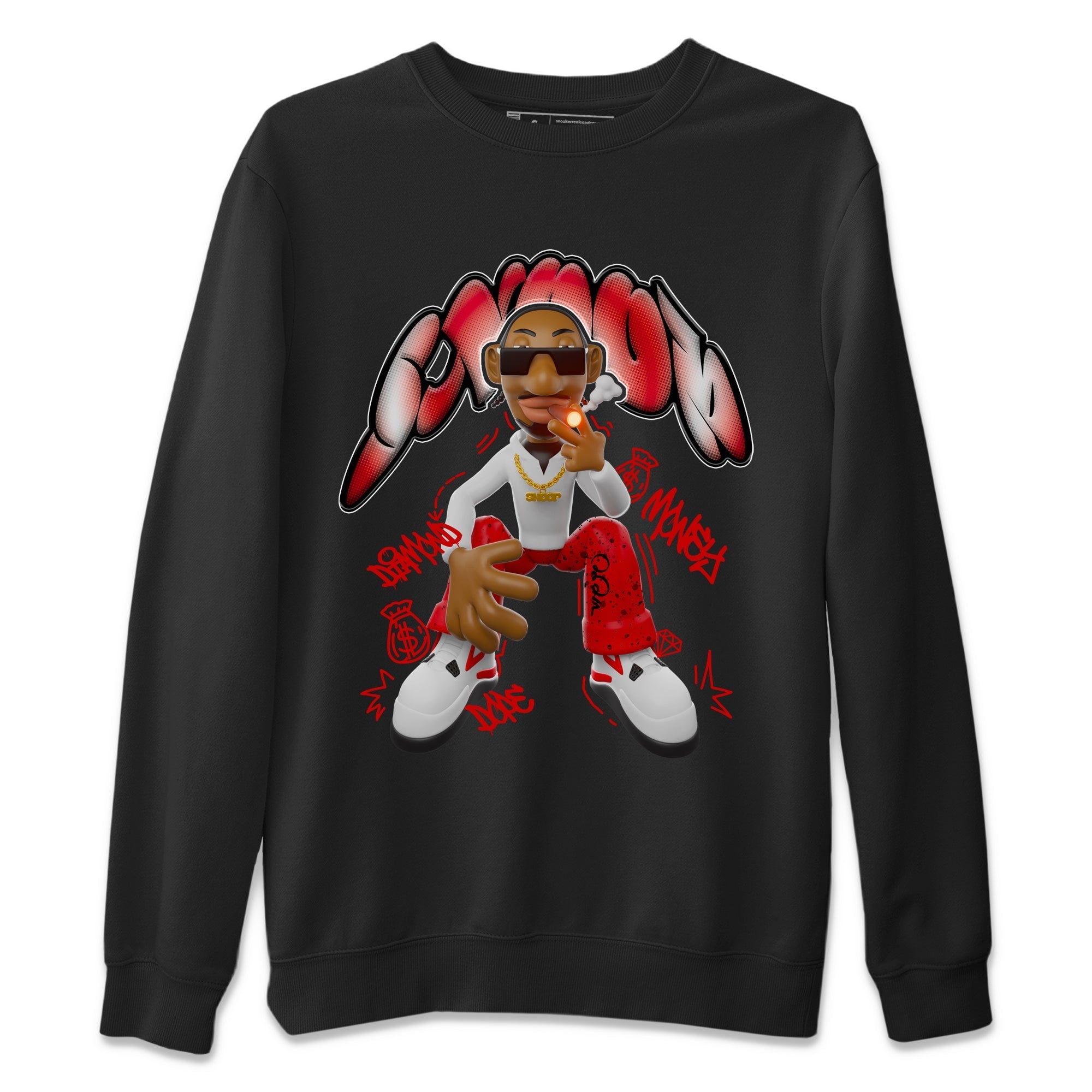 Air Jordan 4 Red Cement shirt to match jordans Snoop Streetwear Sneaker Shirt AJ4 Red Cement Drip Gear Zone Sneaker Matching Clothing Unisex Black 2 T-Shirt