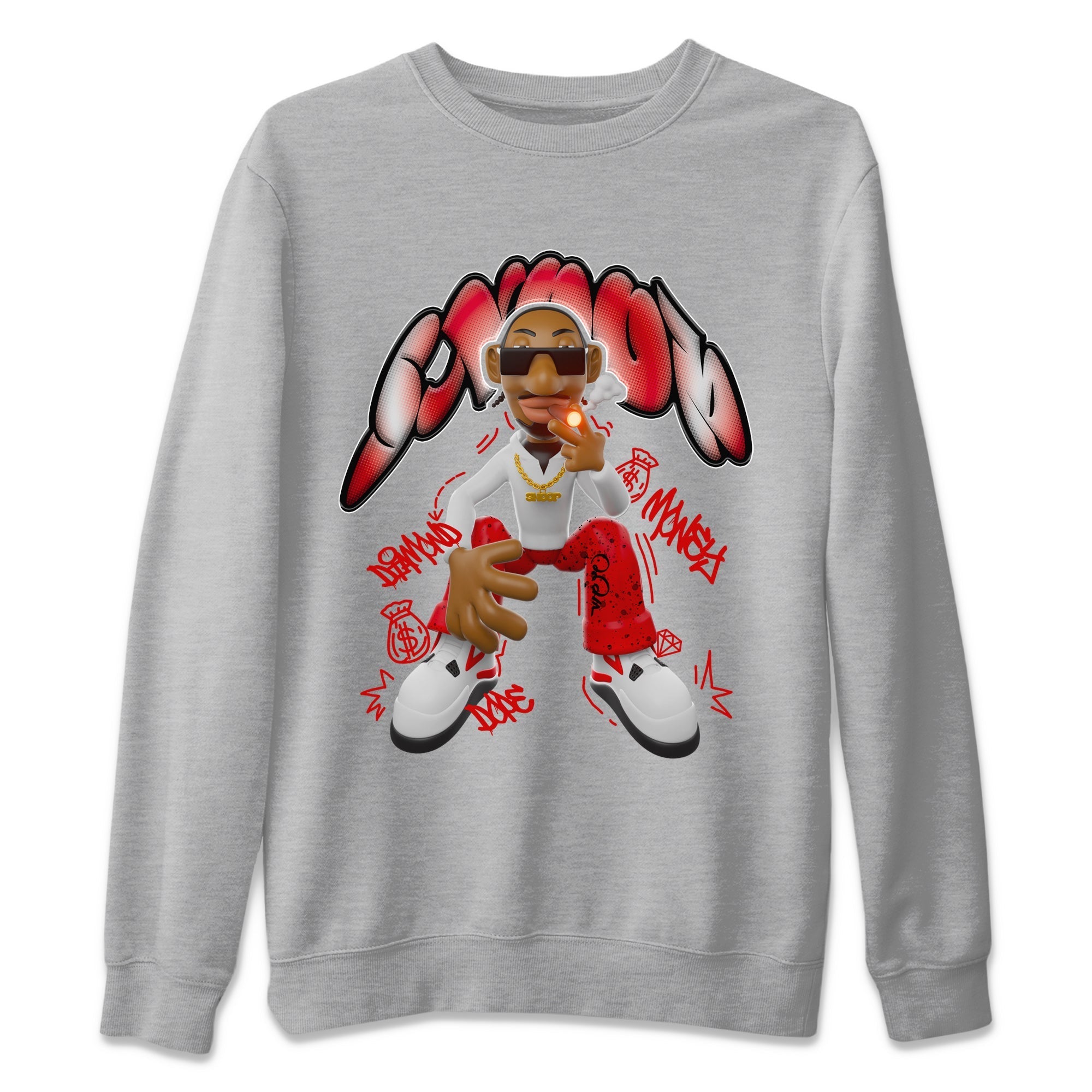 Air Jordan 4 Red Cement shirt to match jordans Snoop Streetwear Sneaker Shirt AJ4 Red Cement Drip Gear Zone Sneaker Matching Clothing Unisex Heather Grey 2 T-Shirt