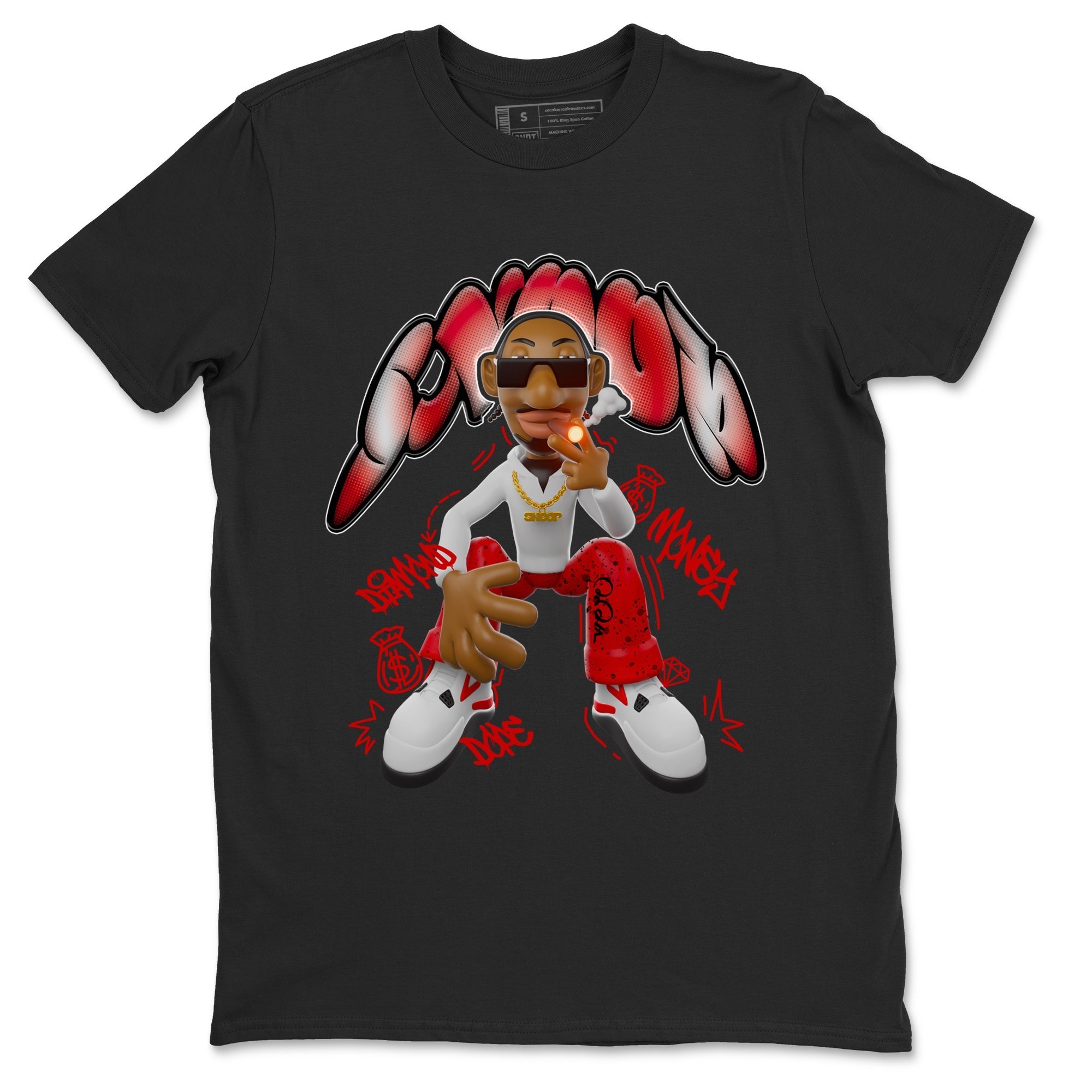 Air Jordan 4 Red Cement shirt to match jordans Snoop Streetwear Sneaker Shirt AJ4 Red Cement Drip Gear Zone Sneaker Matching Clothing Unisex Black 2 T-Shirt