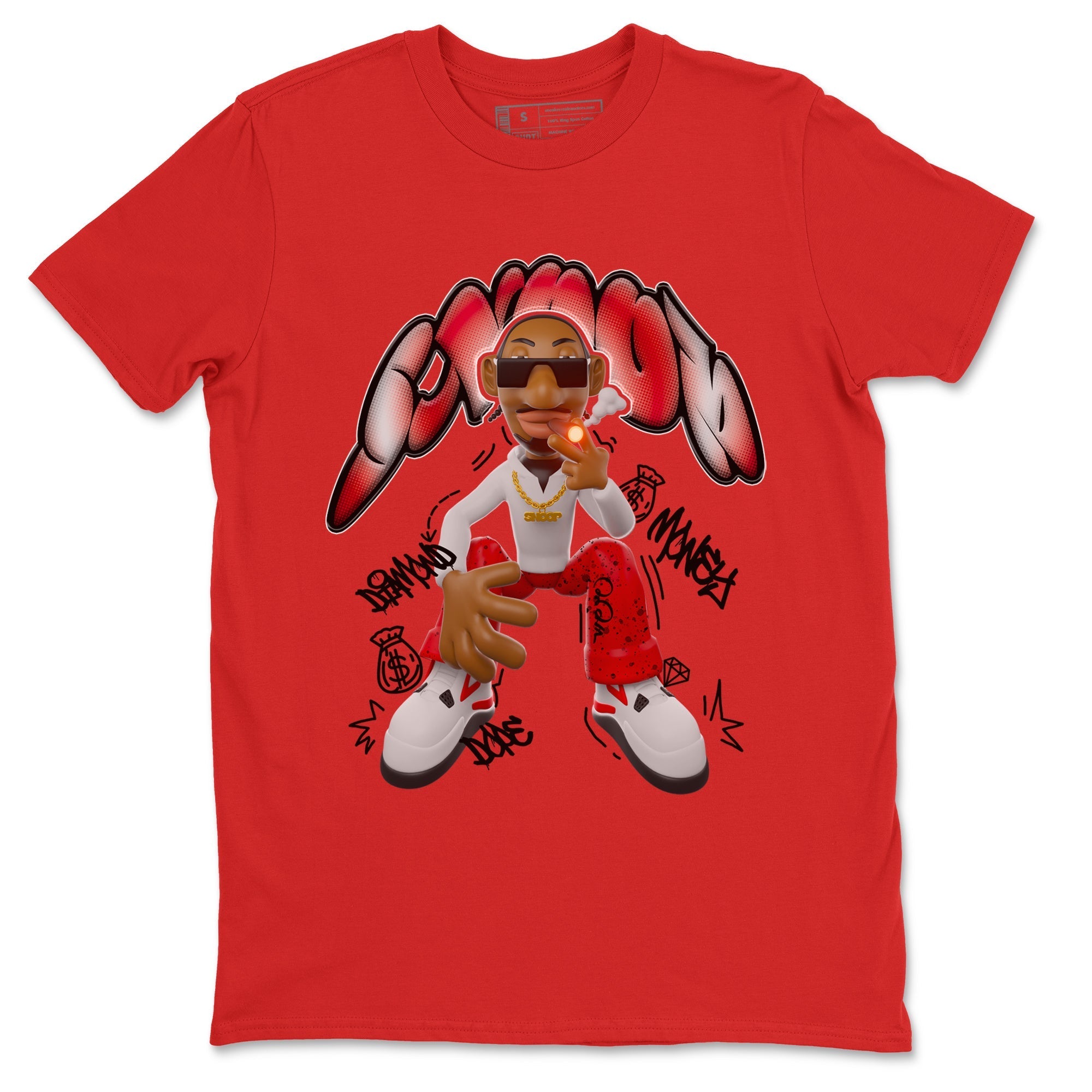 Air Jordan 4 Red Cement shirt to match jordans Snoop Streetwear Sneaker Shirt AJ4 Red Cement Drip Gear Zone Sneaker Matching Clothing Unisex Red 2 T-Shirt