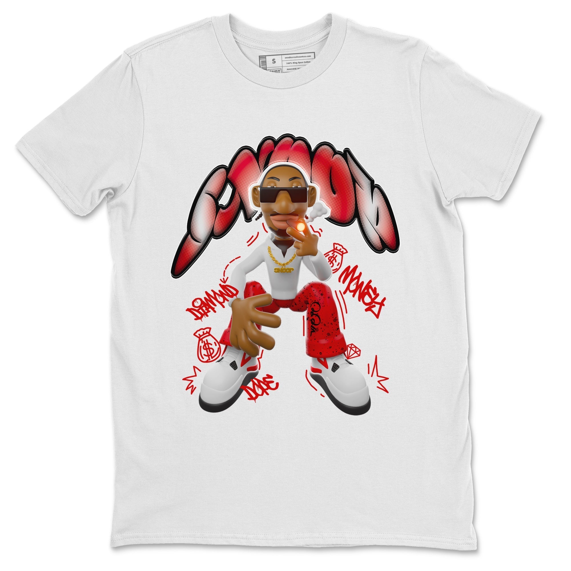 Air Jordan 4 Red Cement shirt to match jordans Snoop Streetwear Sneaker Shirt AJ4 Red Cement Drip Gear Zone Sneaker Matching Clothing Unisex White 2 T-Shirt