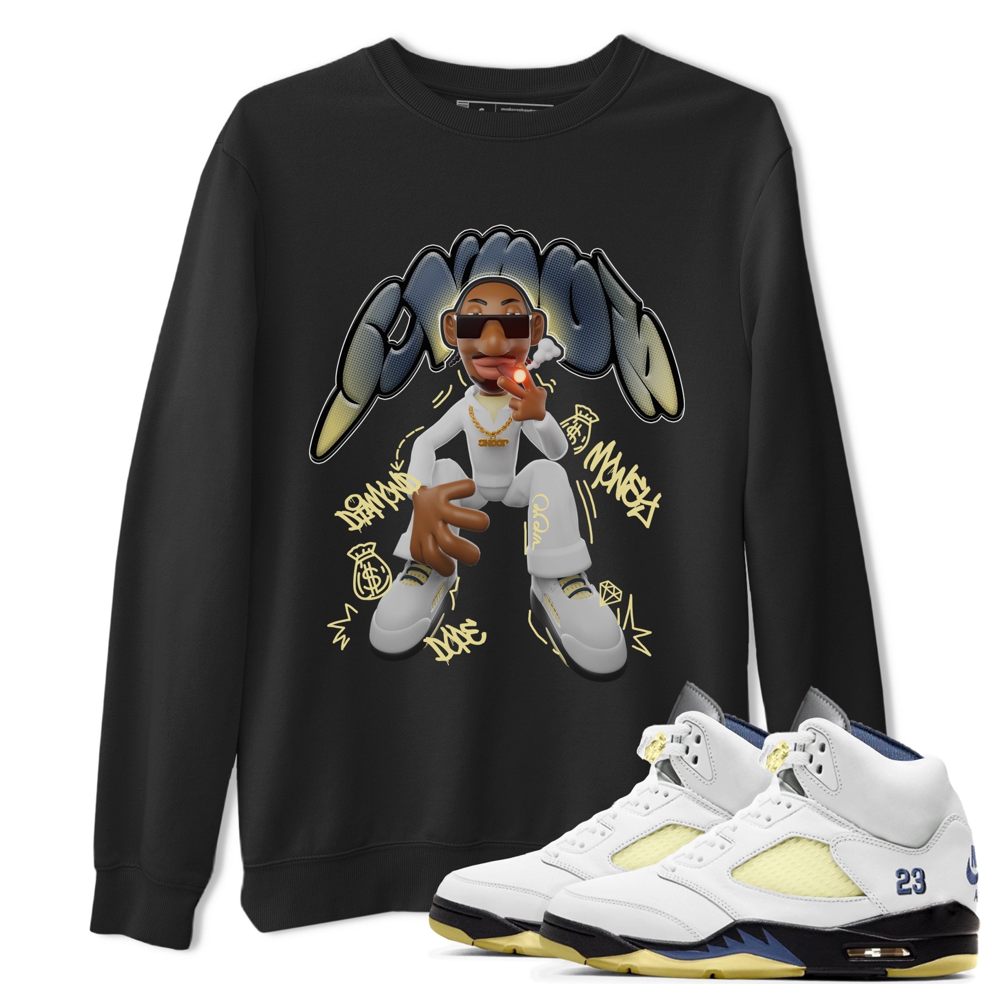 Air Jordan 5 A Ma Maniere x Photon Dust shirt to match jordans Snoop sneaker tees Jordan 5 A Ma Maniere "Dawn" Drip Gear Zone Unisex Black 1 T-Shirt
