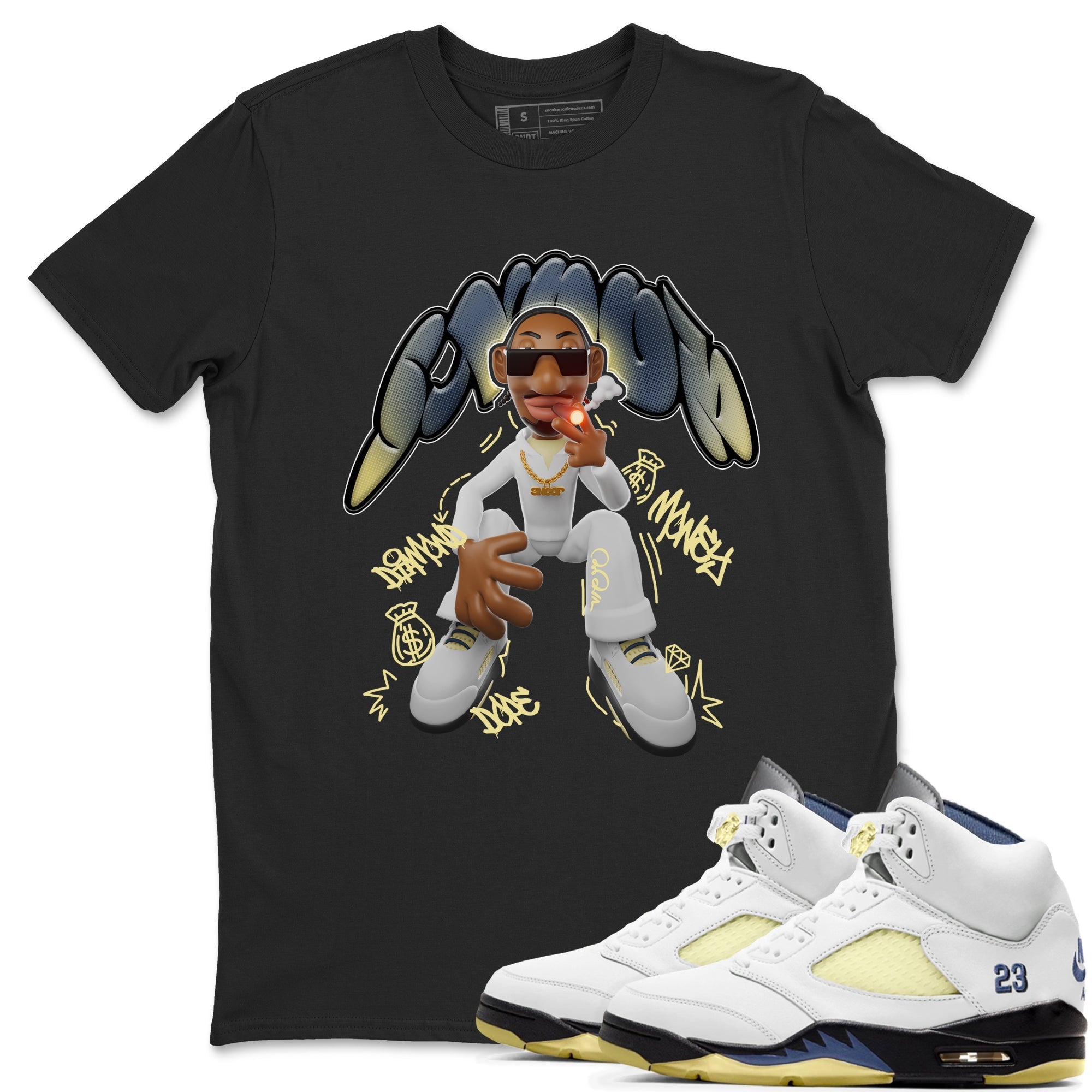 Air Jordan 5 A Ma Maniere x Photon Dust shirt to match jordans Snoop sneaker tees Jordan 5 A Ma Maniere "Dawn" Drip Gear Zone Unisex Black 1 T-Shirt