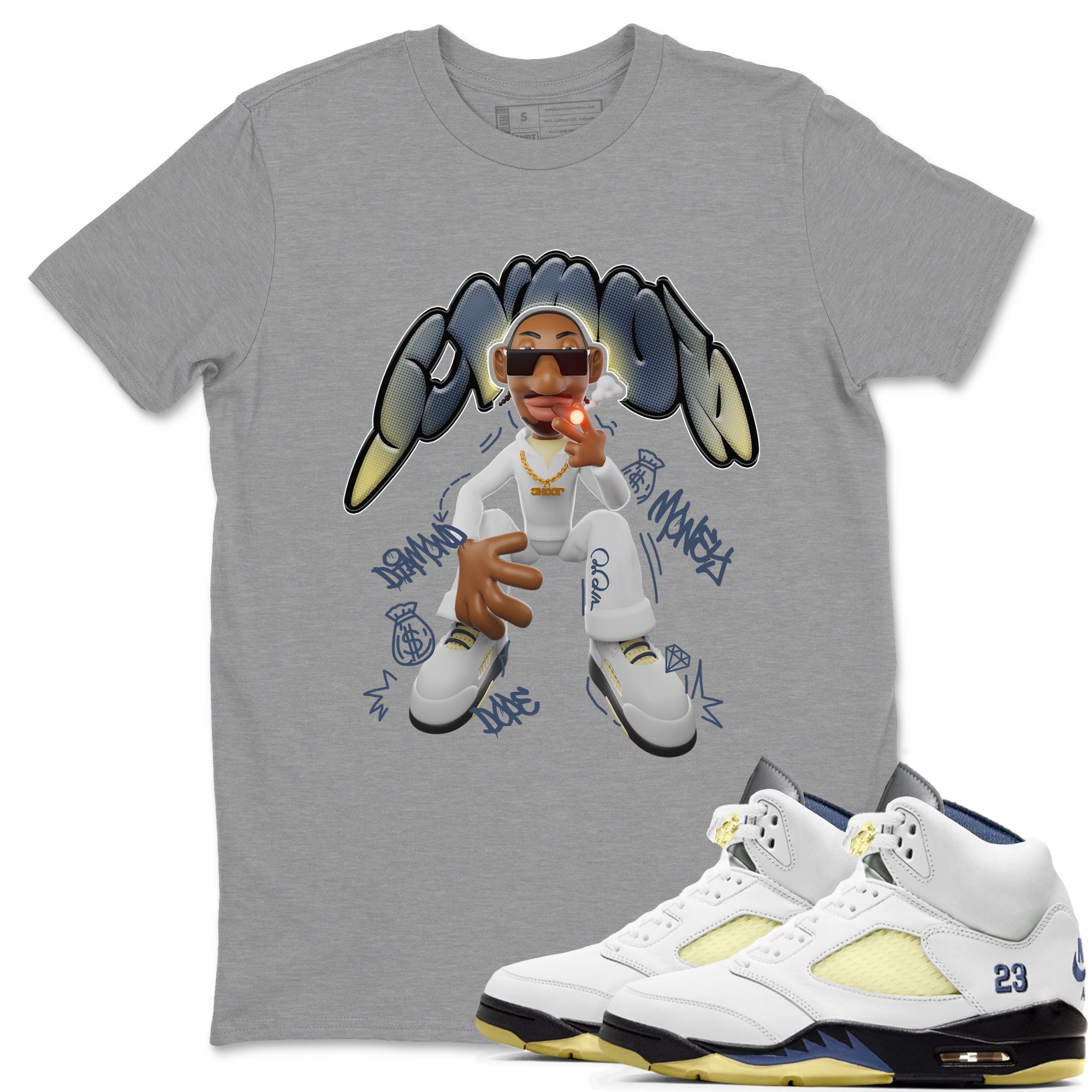 Air Jordan 5 A Ma Maniere x Photon Dust shirt to match jordans Snoop sneaker tees Jordan 5 A Ma Maniere "Dawn" Drip Gear Zone Unisex Heather Grey 1 T-Shirt