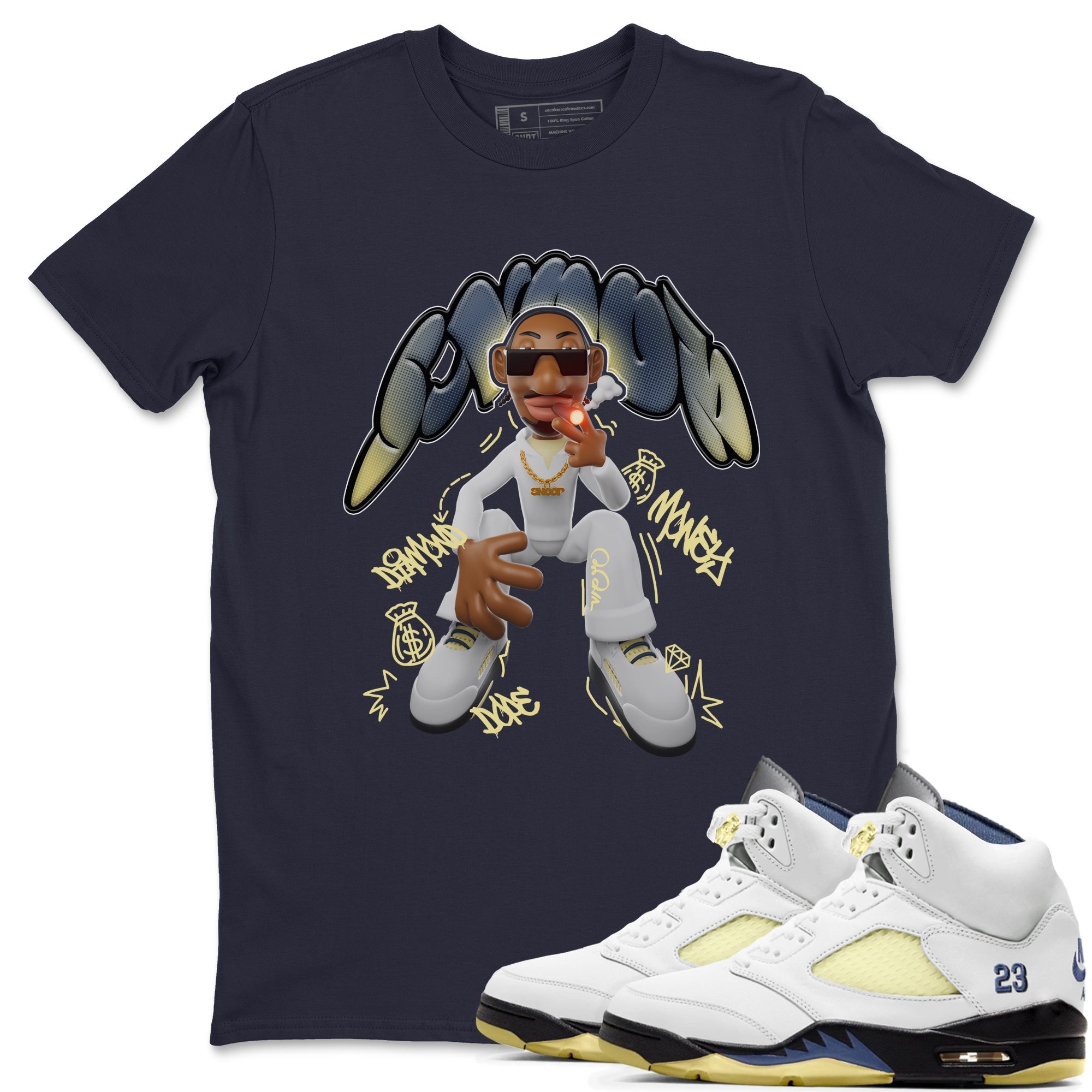 Air Jordan 5 A Ma Maniere x Photon Dust shirt to match jordans Snoop sneaker tees Jordan 5 A Ma Maniere "Dawn" Drip Gear Zone Unisex Navy 1 T-Shirt