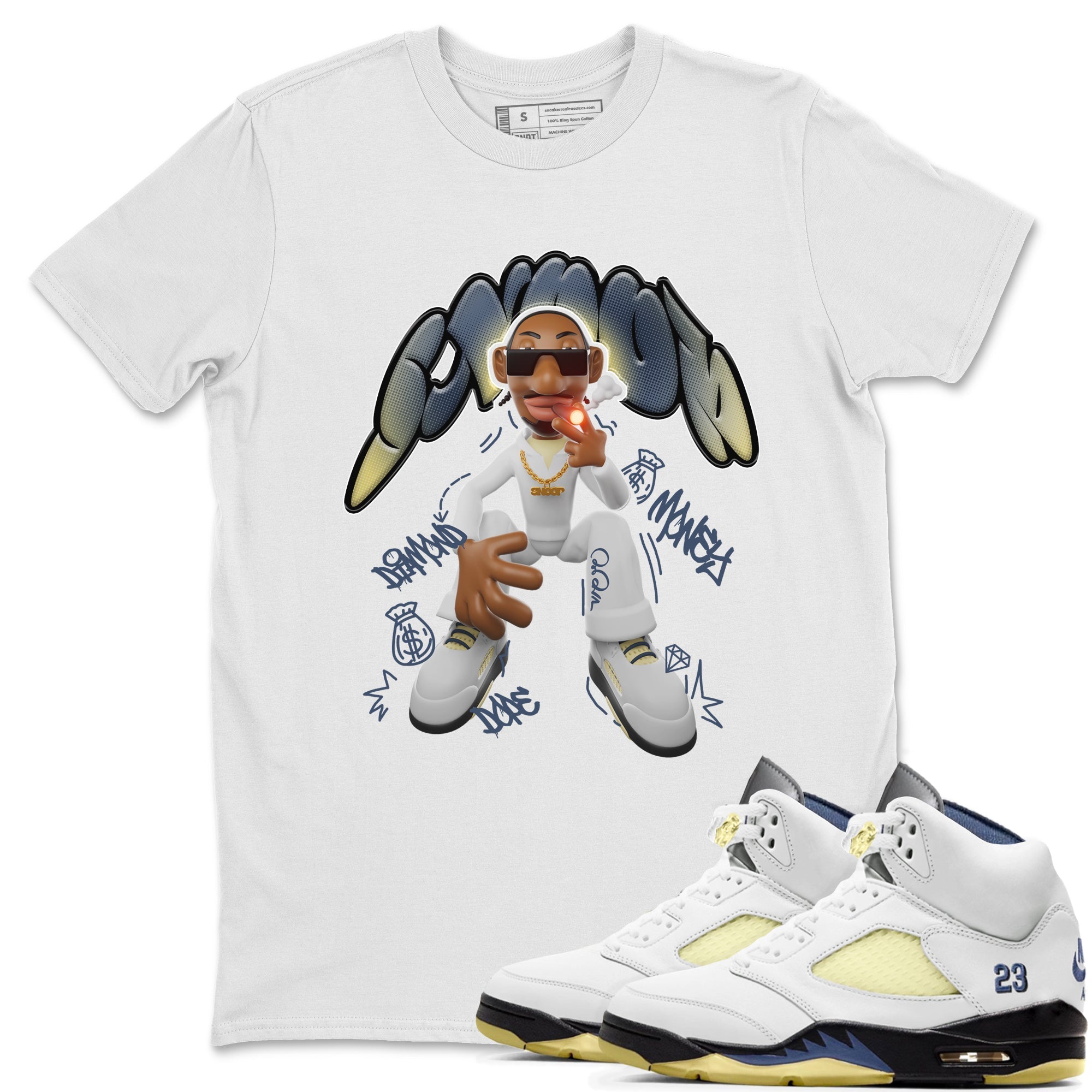 Air Jordan 5 A Ma Maniere x Photon Dust shirt to match jordans Snoop sneaker tees Jordan 5 A Ma Maniere "Dawn" Drip Gear Zone Unisex White 1 T-Shirt