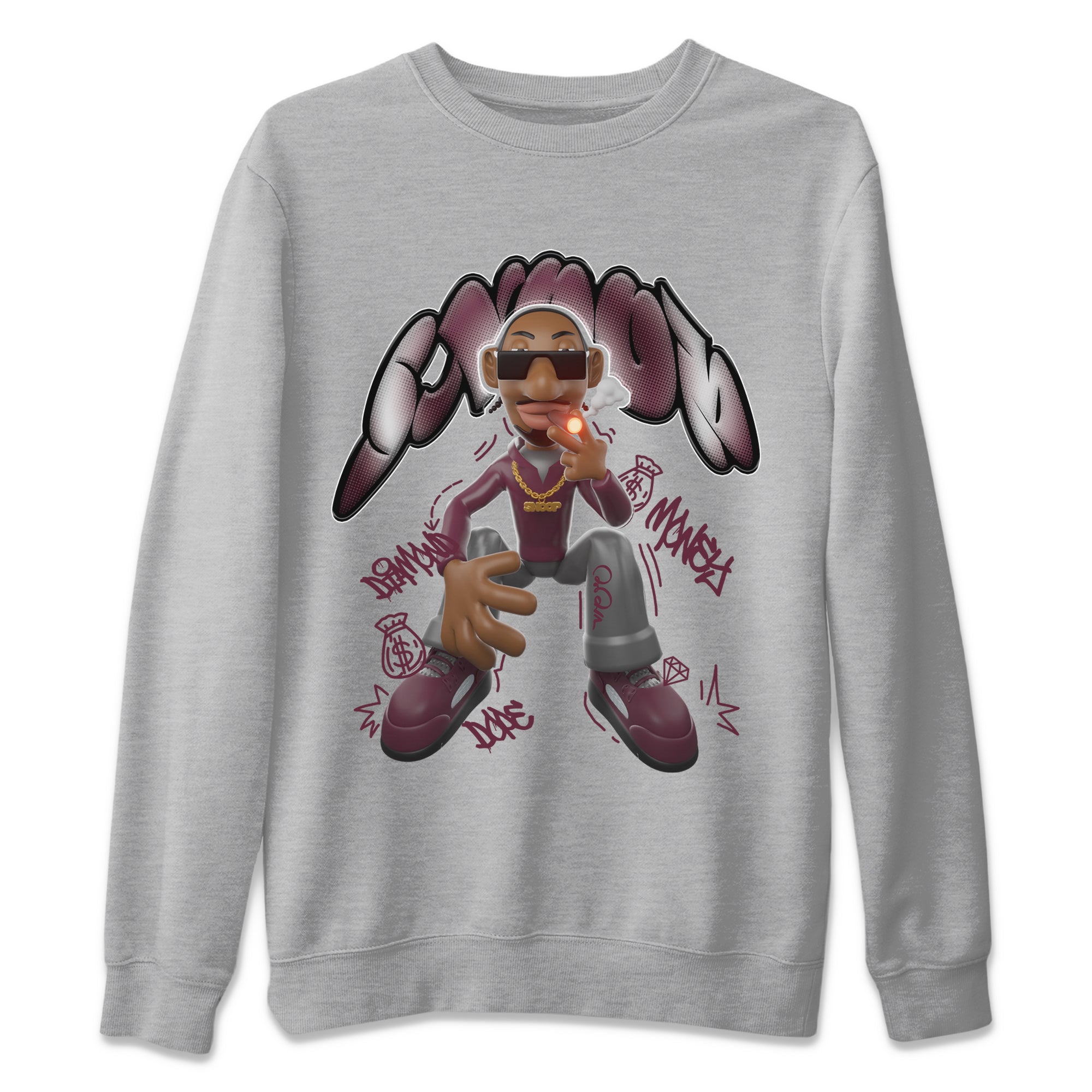 Air Jordan 5 Burgundy shirt to match jordans Snoop Streetwear Sneaker Shirt AJ5 Burgundy Drip Gear Zone Sneaker Matching Clothing Unisex Heather Grey 2 T-Shirt