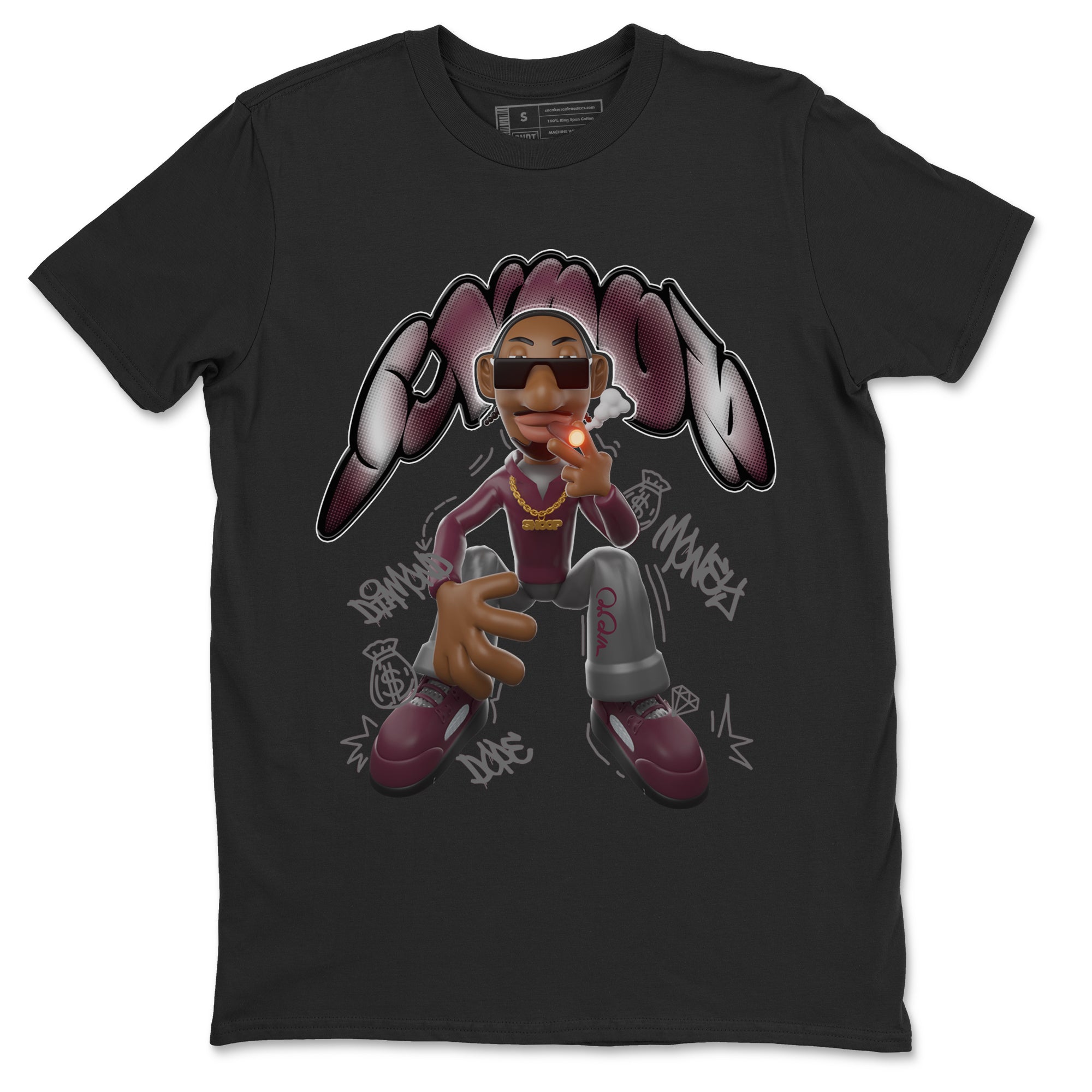 Air Jordan 5 Burgundy shirt to match jordans Snoop Streetwear Sneaker Shirt AJ5 Burgundy Drip Gear Zone Sneaker Matching Clothing Unisex Black 2 T-Shirt