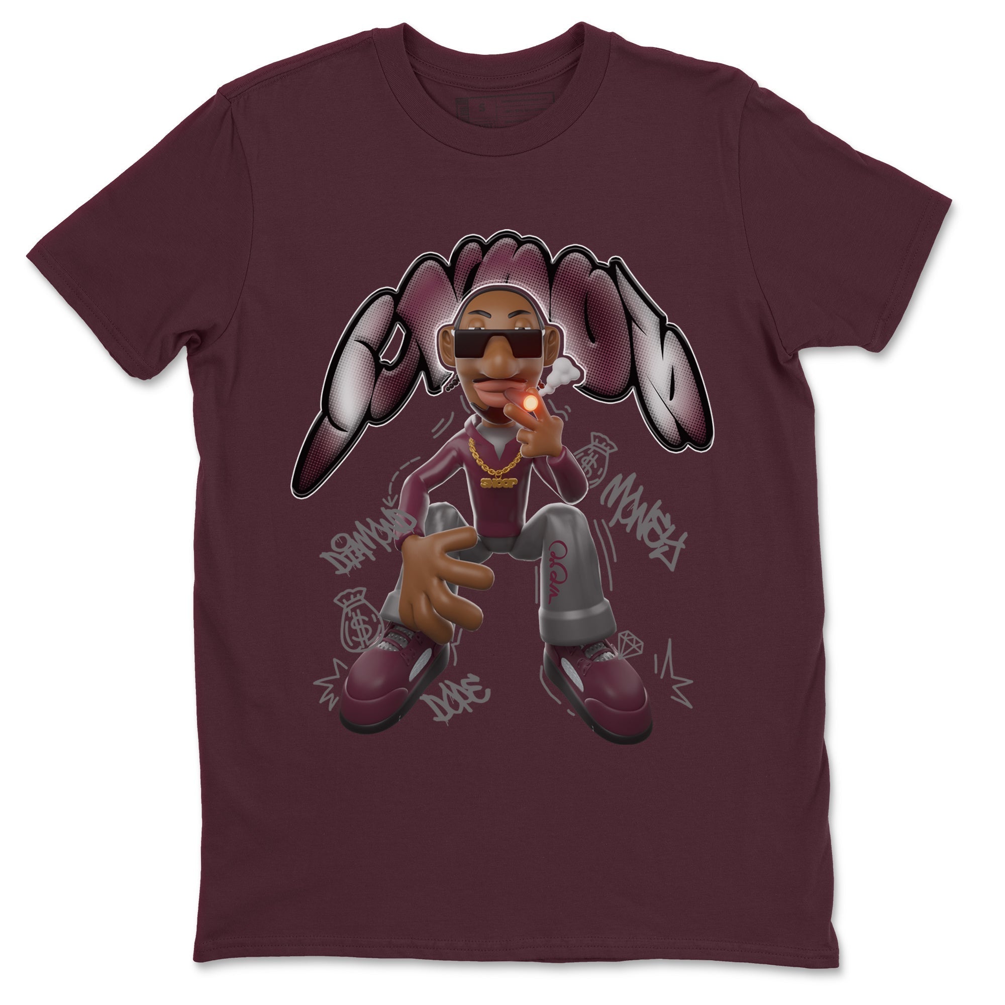 Air Jordan 5 Burgundy shirt to match jordans Snoop Streetwear Sneaker Shirt AJ5 Burgundy Drip Gear Zone Sneaker Matching Clothing Unisex Maroon 2 T-Shirt