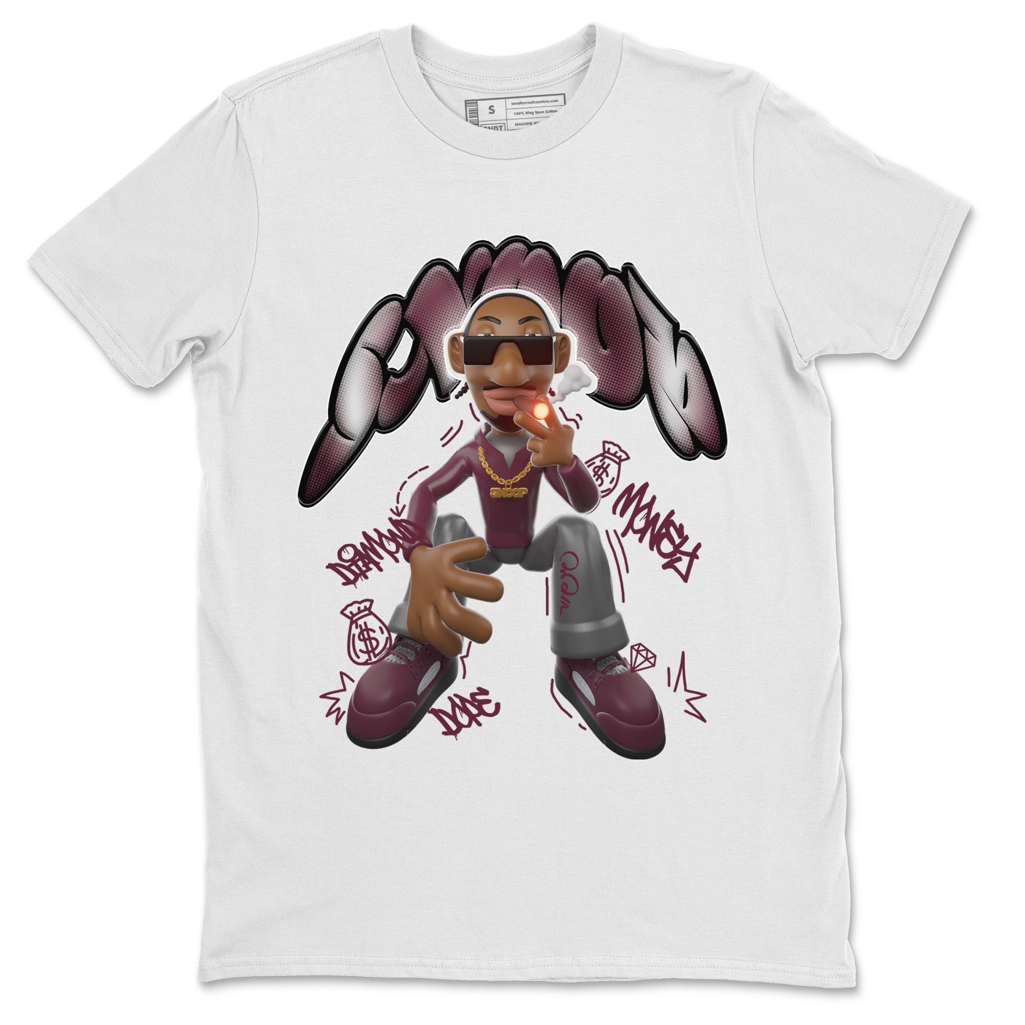 Air Jordan 5 Burgundy shirt to match jordans Snoop Streetwear Sneaker Shirt AJ5 Burgundy Drip Gear Zone Sneaker Matching Clothing Unisex White 2 T-Shirt