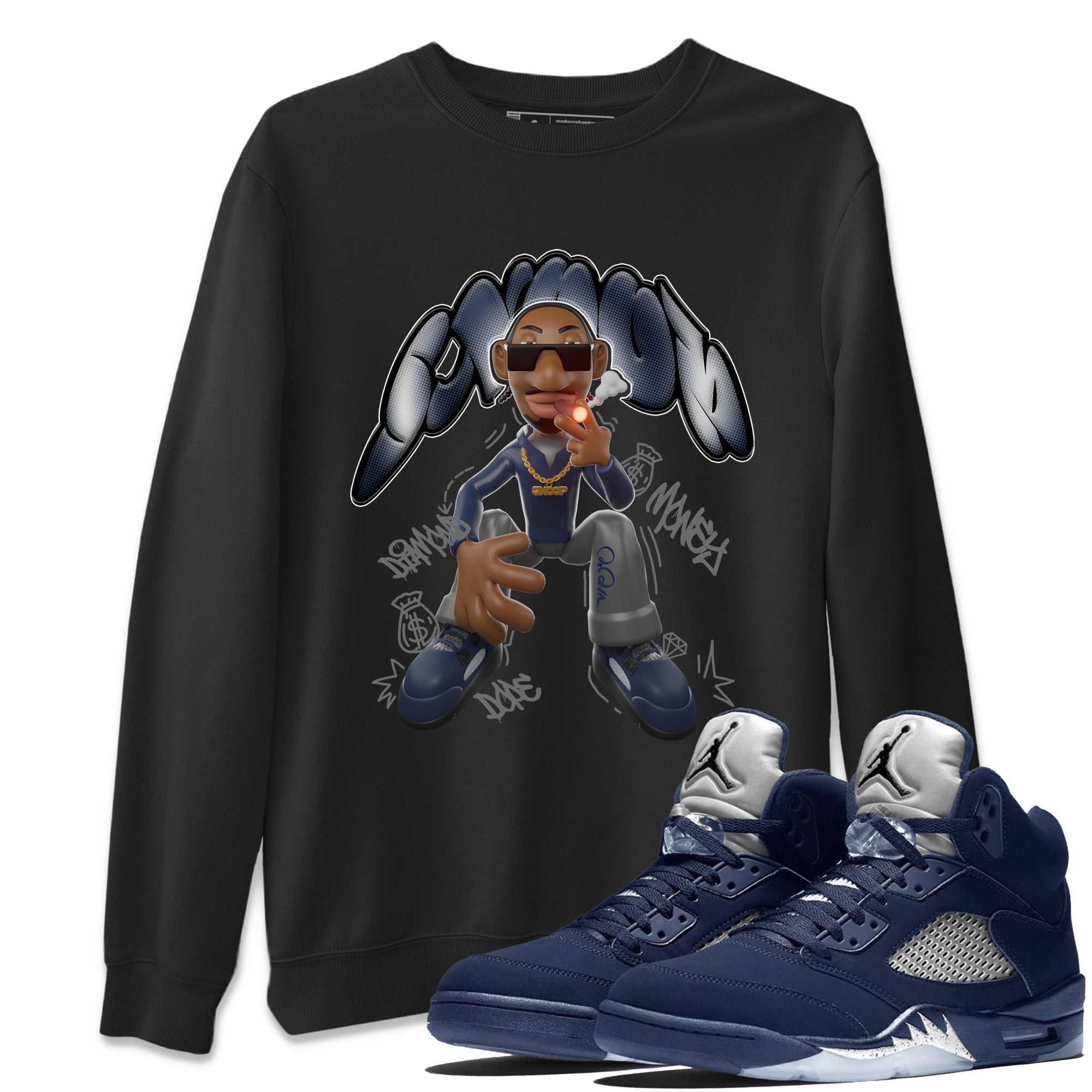 Air Jordan 5 Georgetown shirt to match jordans Snoop Streetwear Sneaker Shirt AJ5 Georgetown Drip Gear Zone Sneaker Matching Clothing Unisex Black 1 T-Shirt