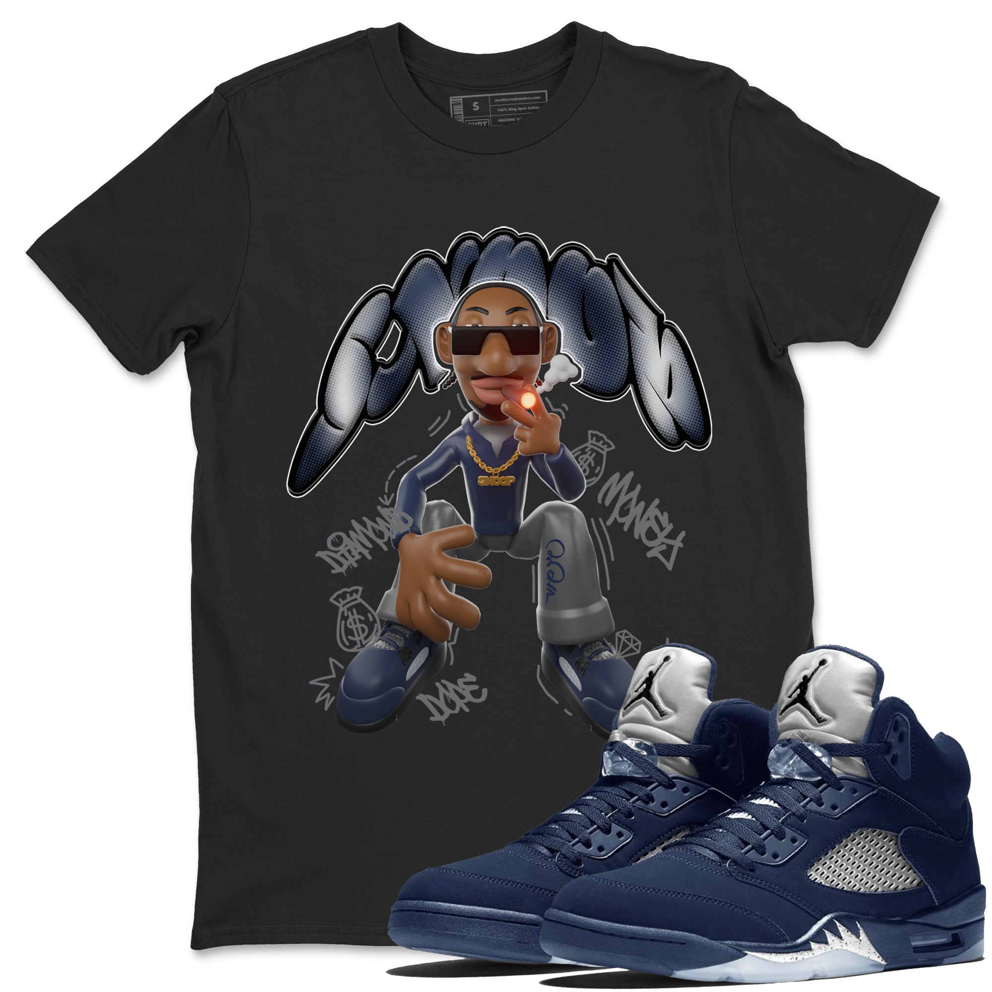 Air Jordan 5 Georgetown shirt to match jordans Snoop Streetwear Sneaker Shirt AJ5 Georgetown Drip Gear Zone Sneaker Matching Clothing Unisex Black 1 T-Shirt