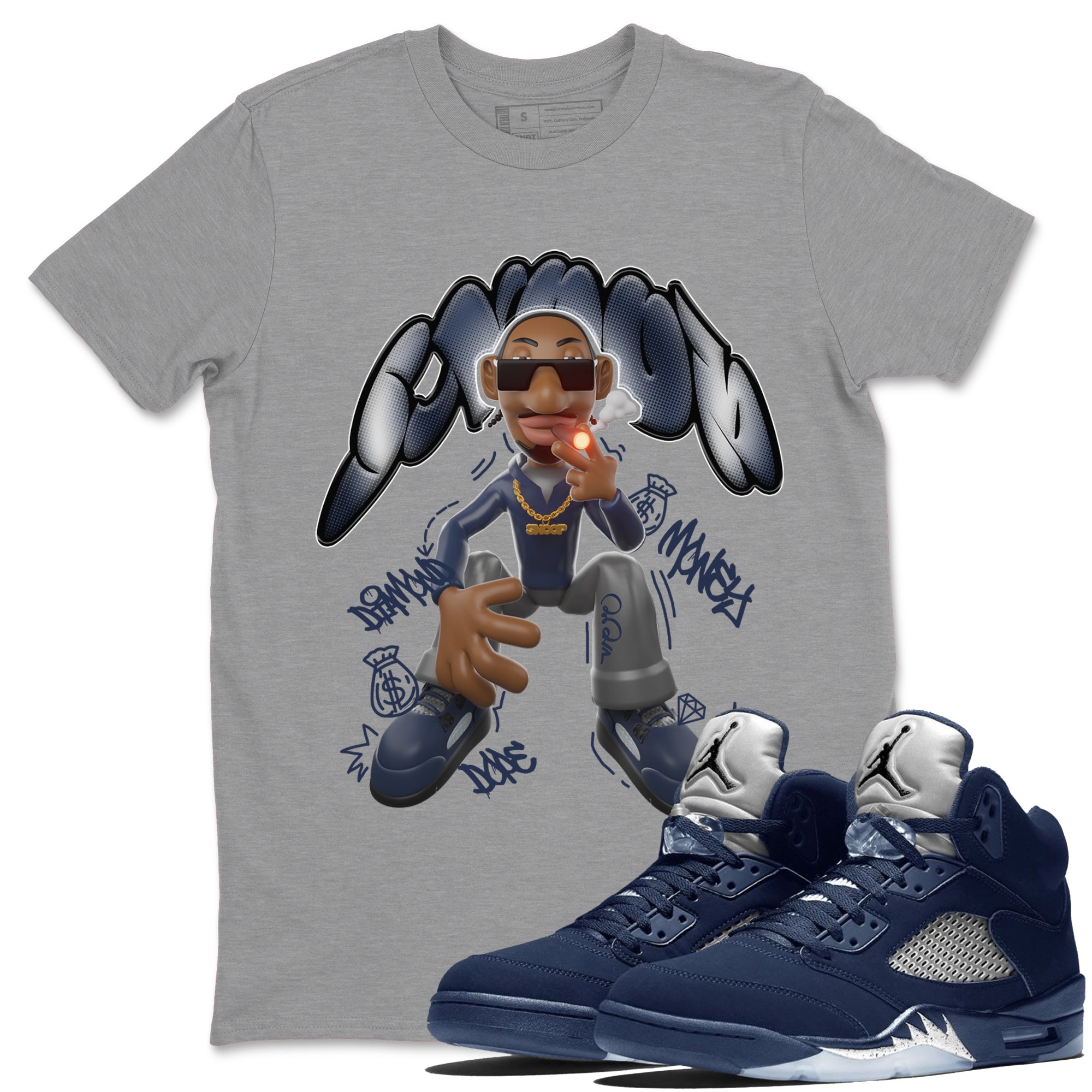 Air Jordan 5 Georgetown shirt to match jordans Snoop Streetwear Sneaker Shirt AJ5 Georgetown Drip Gear Zone Sneaker Matching Clothing Unisex Heather Grey 1 T-Shirt