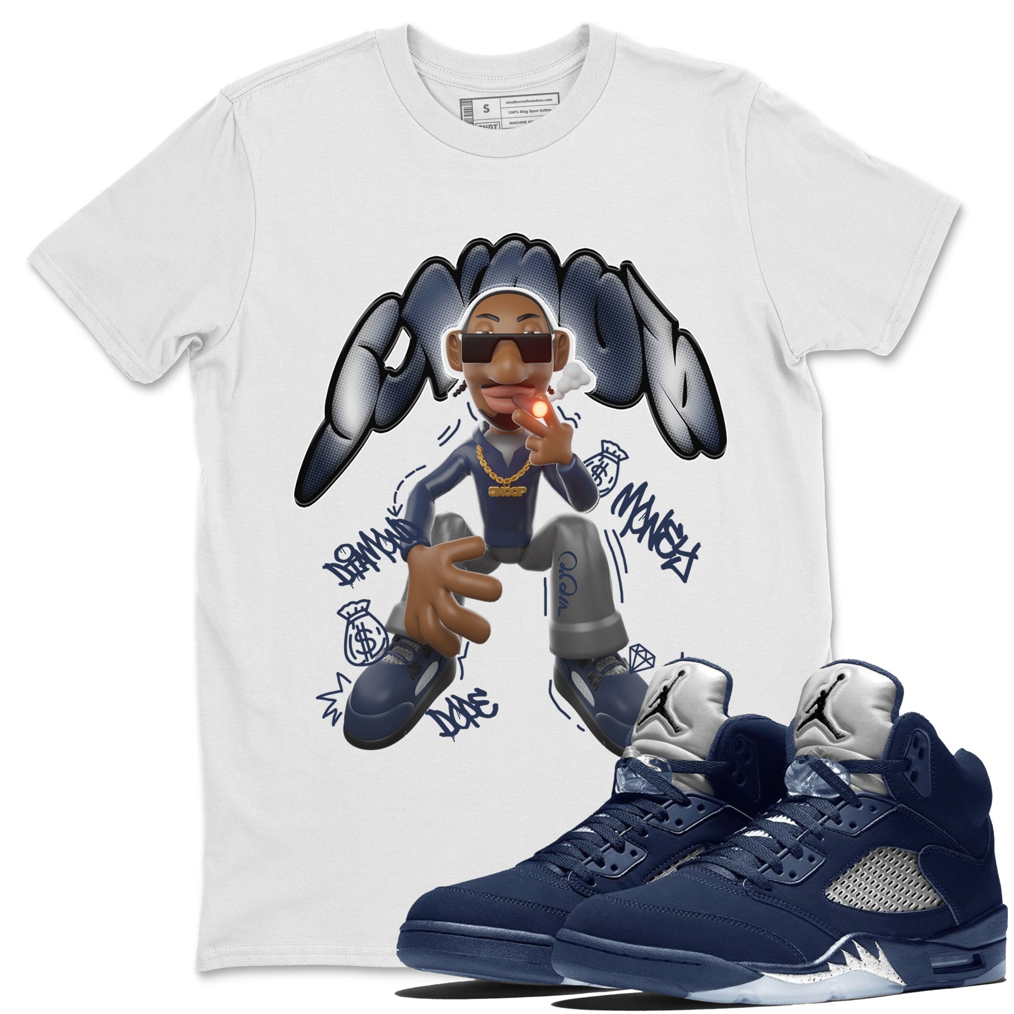 Air Jordan 5 Georgetown shirt to match jordans Snoop Streetwear Sneaker Shirt AJ5 Georgetown Drip Gear Zone Sneaker Matching Clothing Unisex White 1 T-Shirt