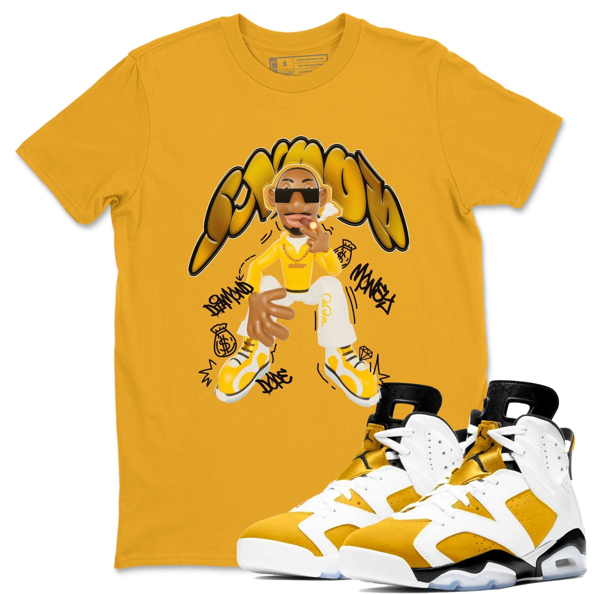 6s Yellow Ochre shirt to match jordans Snoop sneaker tees streetwear brand Air Jordan 6 Yellow Ochre Drip Gear Zone Brand Unisex Gold 1 T-Shirt