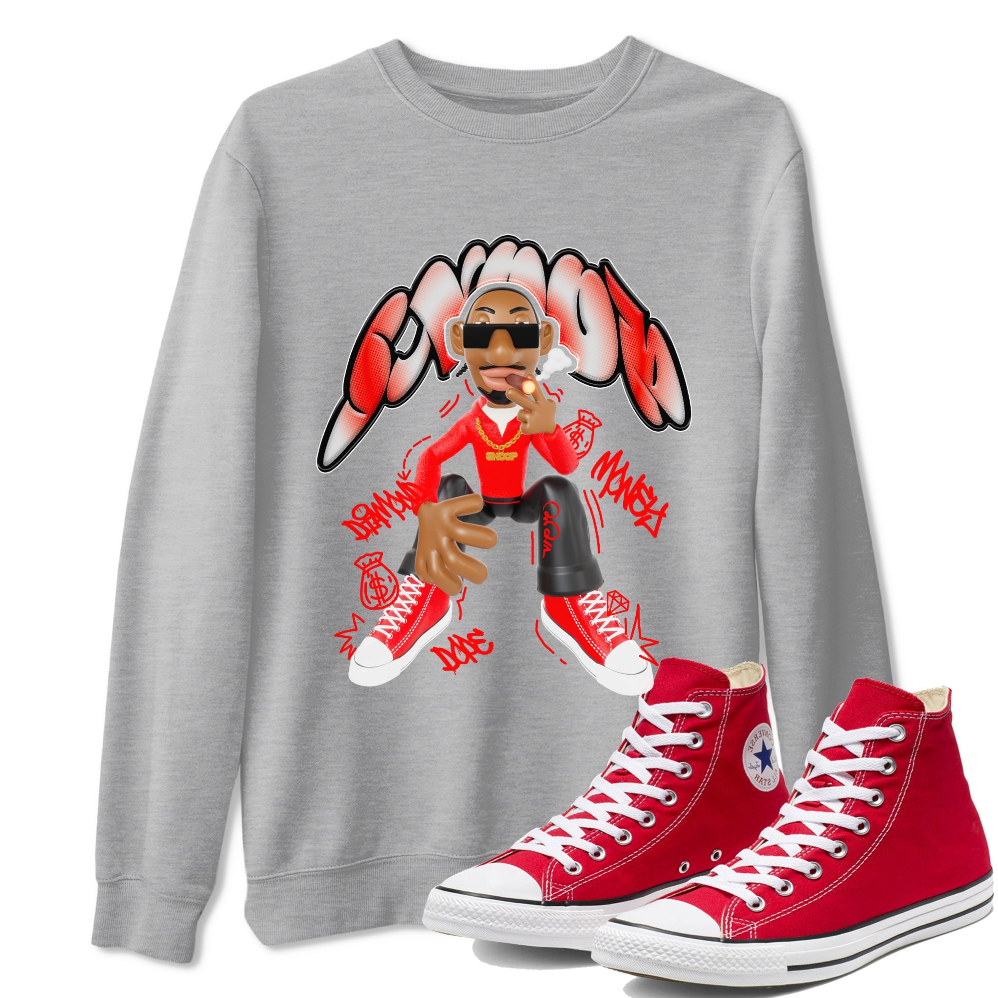 Converse High Top Red shirt to match sneakers Snoop sneaker tees Shoes Match Converse High Top Red Drip Gear Zone Sneaker Tee Unisex Heather Grey 1 T-Shirt