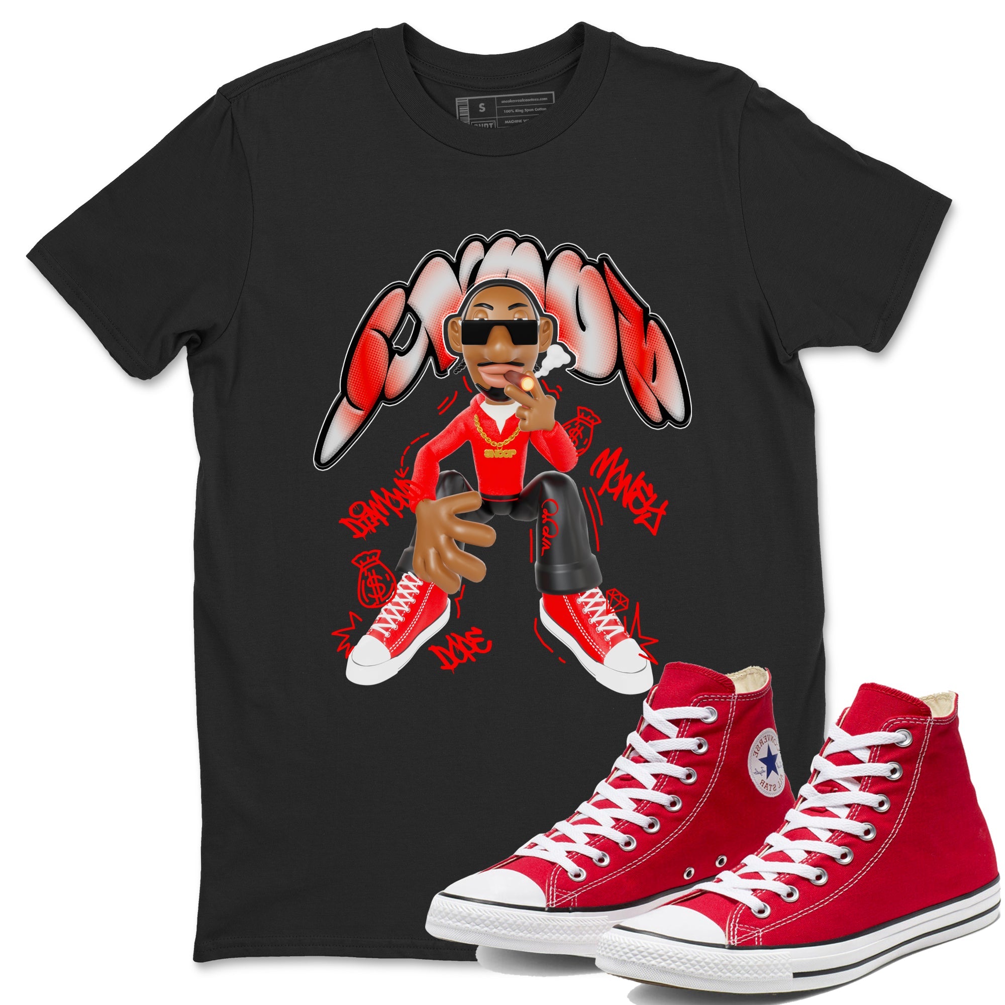 Converse High Top Red shirt to match sneakers Snoop sneaker tees Shoes Match Converse High Top Red Drip Gear Zone Sneaker Tee Unisex Black 1 T-Shirt
