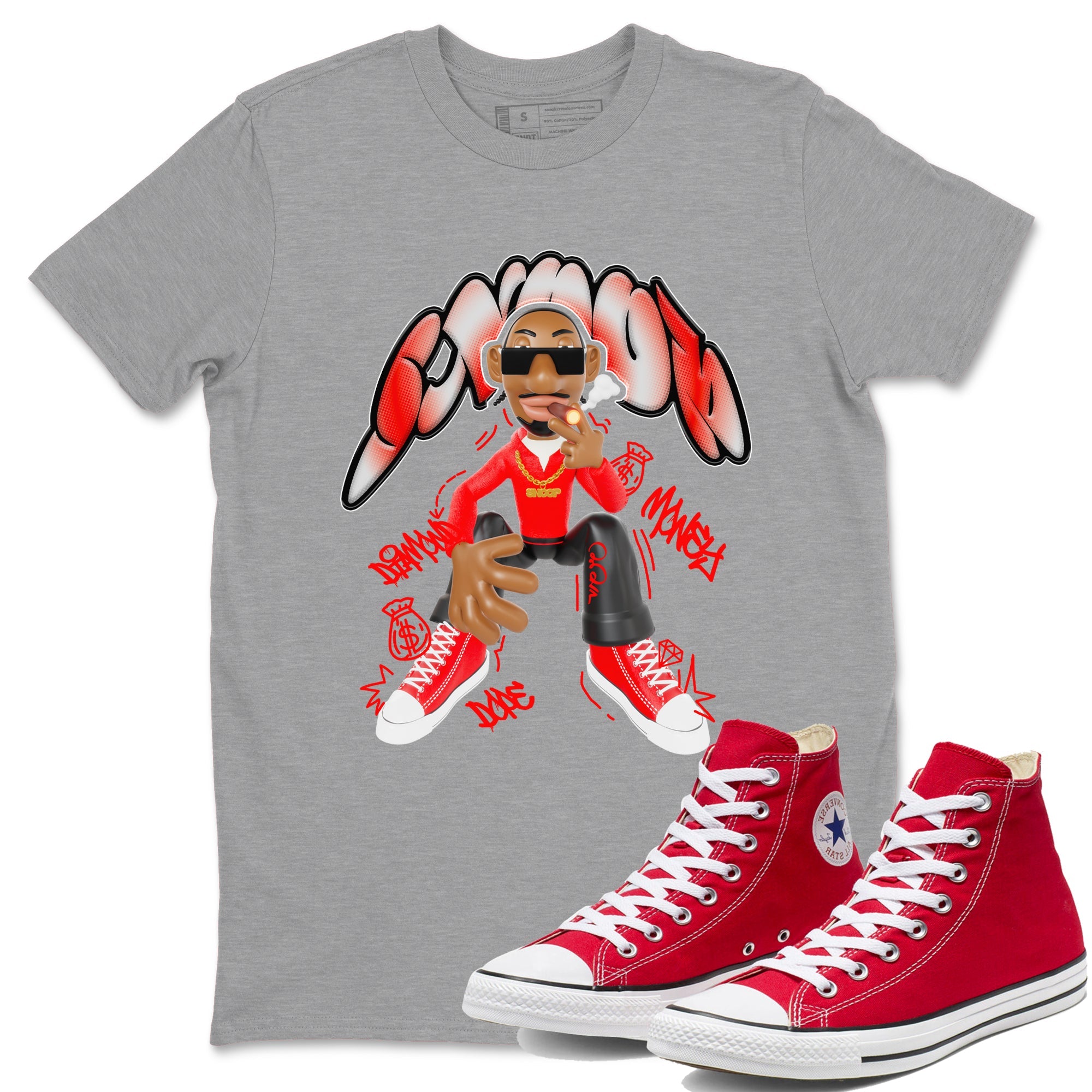 Converse High Top Red shirt to match sneakers Snoop sneaker tees Shoes Match Converse High Top Red Drip Gear Zone Sneaker Tee Unisex Heather Grey 1 T-Shirt