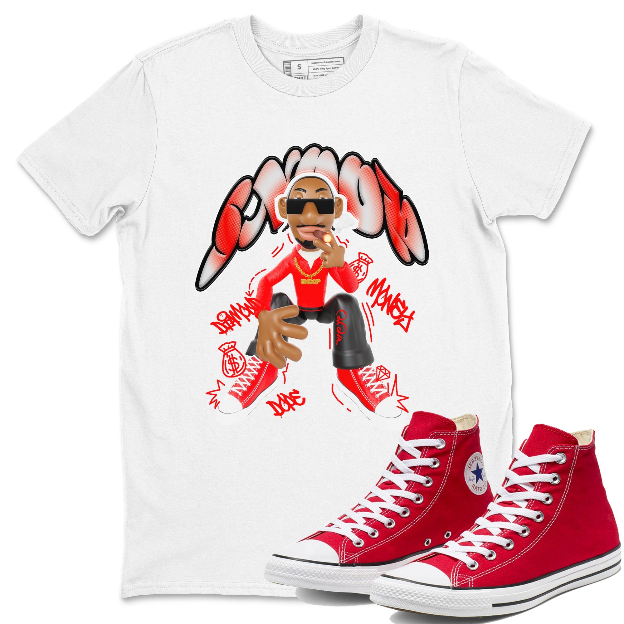 Converse High Top Red shirt to match sneakers Snoop sneaker tees Shoes Match Converse High Top Red Drip Gear Zone Sneaker Tee Unisex White 1 T-Shirt