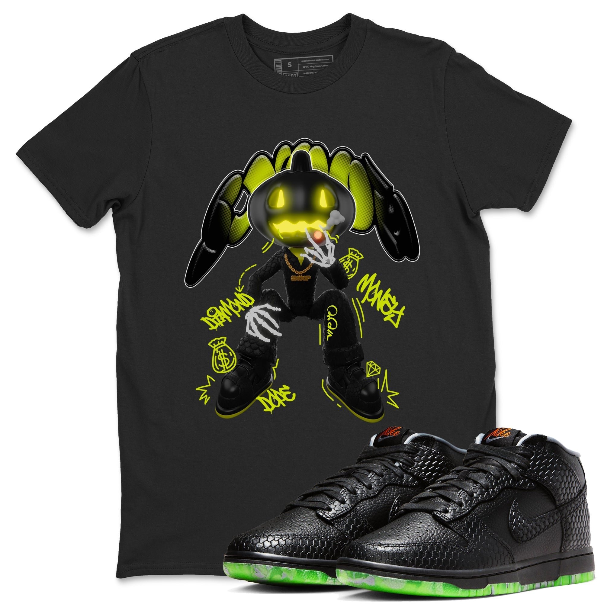 Dunk Halloween shirt to match jordans Snoop sneaker tees halloween horror nights Nike Dunk Halloween Drip Gear Zone Unisex Crew Neck Tee Black 1 T-Shirt