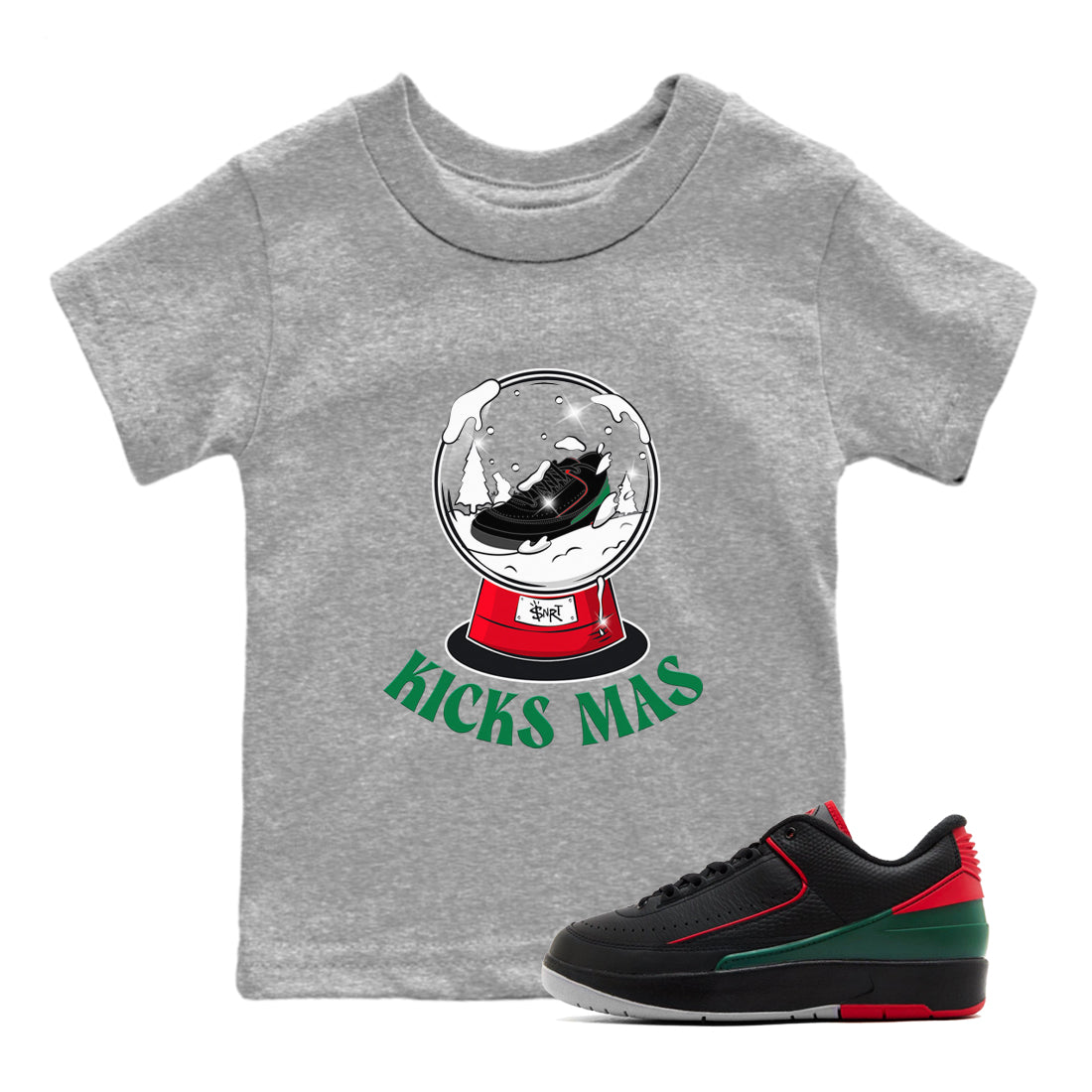 Jordan 2 Low Christmas X-mas Holiday special gift shirt to match jordans Snow Ball sneaker tees Air Jordan 2 Christmas Drip Gear Zone Baby Toddler Heather Grey 1 T-Shirt
