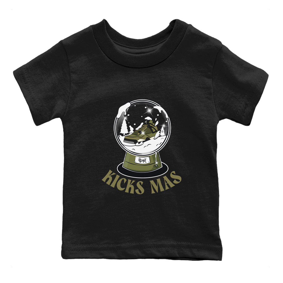 Air Jordan 4 Medium Olive shirt to match jordans streetwear brand Snow Ball sneaker tees Christmas Gift AJ4 Medium Olive Drip Gear Zone Baby Toddler Black 2 T-Shirt