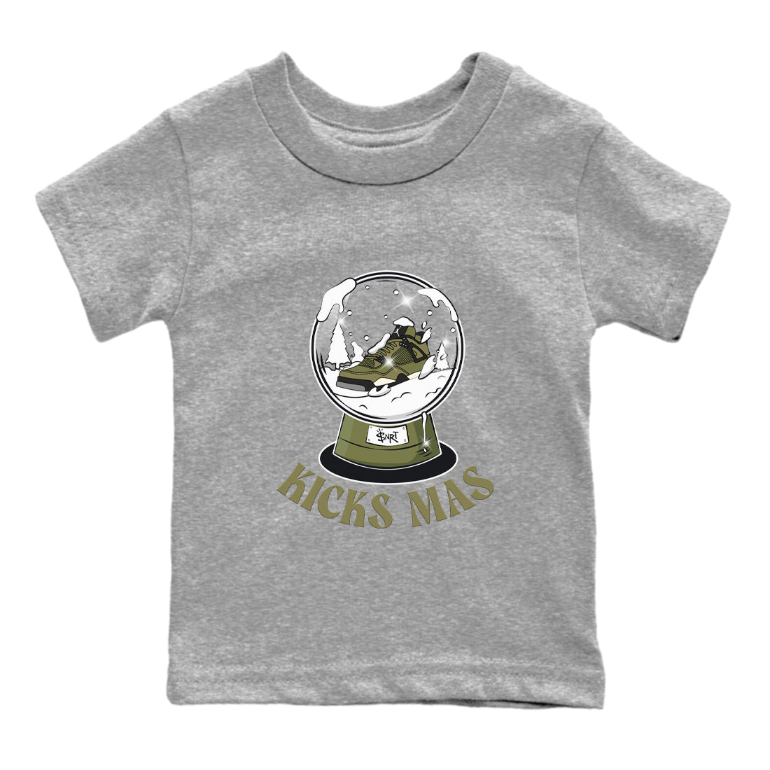Air Jordan 4 Medium Olive shirt to match jordans streetwear brand Snow Ball sneaker tees Christmas Gift AJ4 Medium Olive Drip Gear Zone Baby Toddler Heather Grey 2 T-Shirt