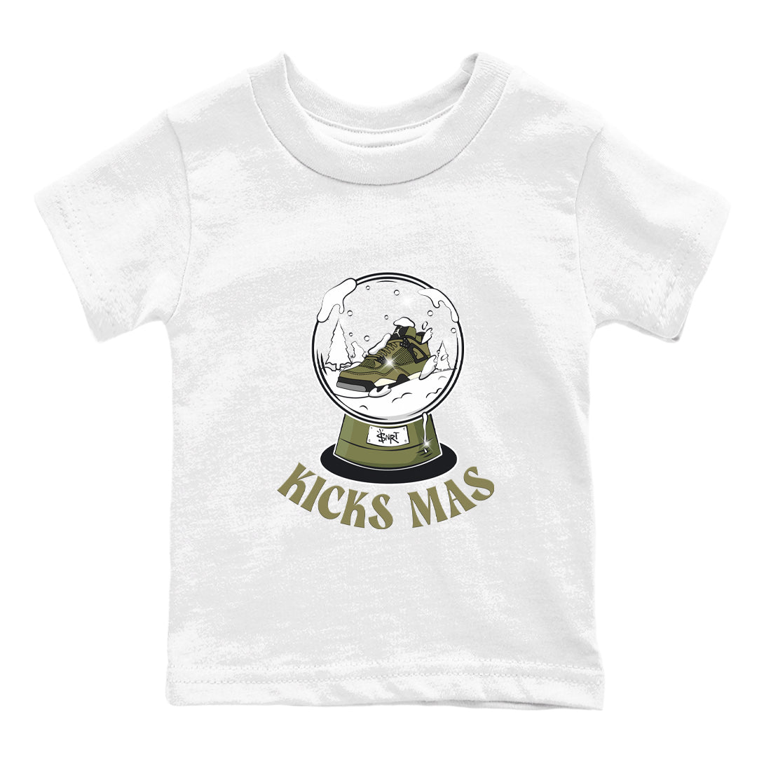 Air Jordan 4 Medium Olive shirt to match jordans streetwear brand Snow Ball sneaker tees Christmas Gift AJ4 Medium Olive Drip Gear Zone Baby Toddler White 2 T-Shirt